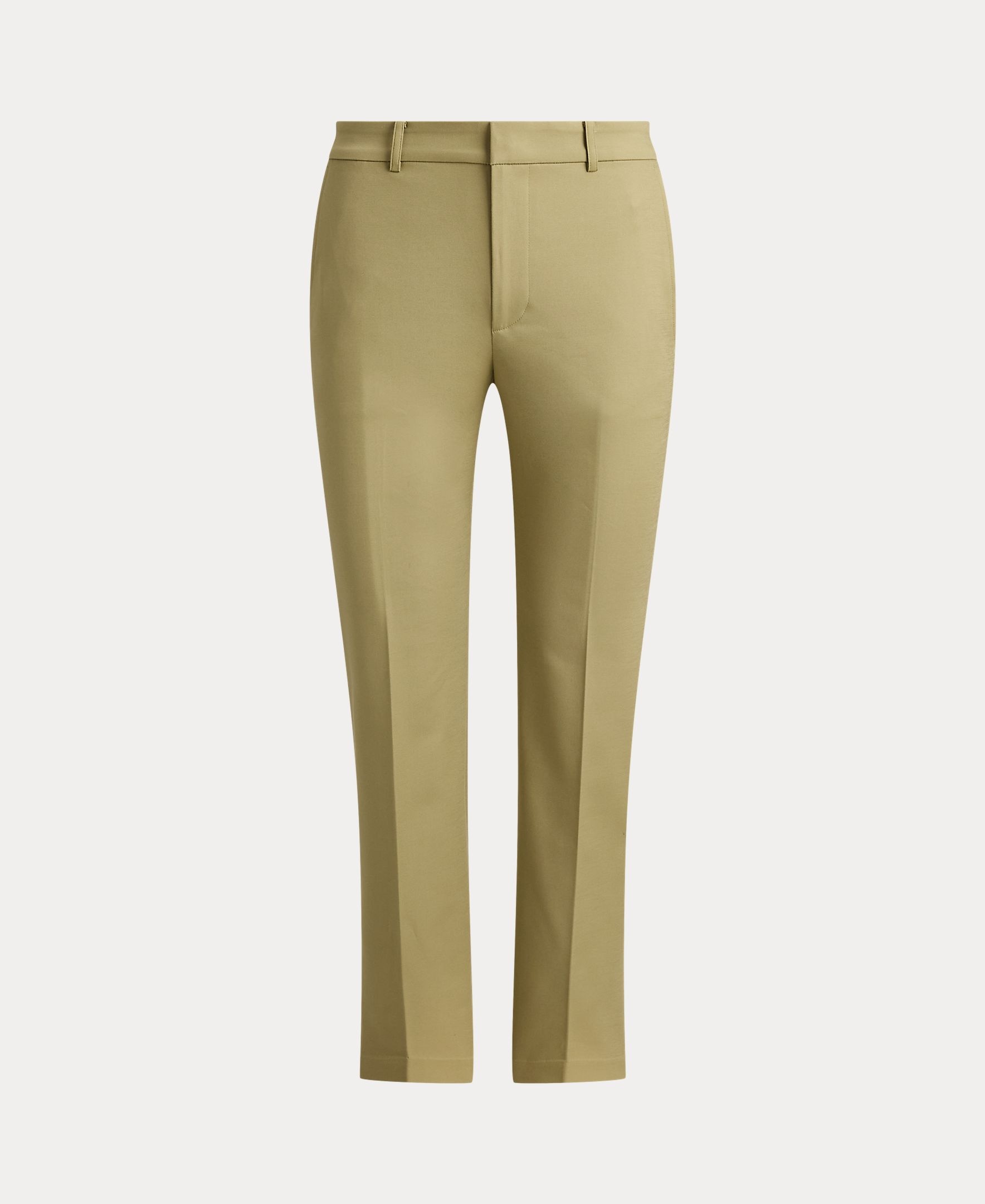 Calças Regular de Sarja Slim Fit Caqui-7