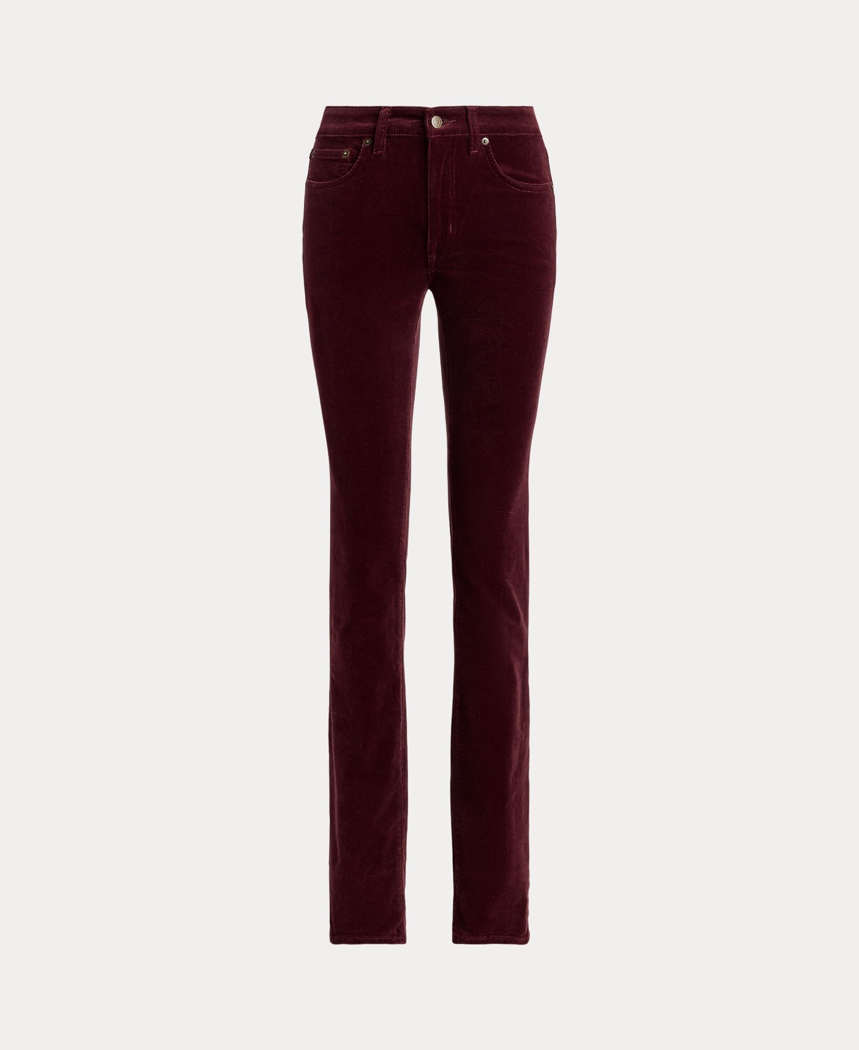 Calças Regular de Bombazina Slim Fit, Disponível em Tamanhos Grandes Grená-7