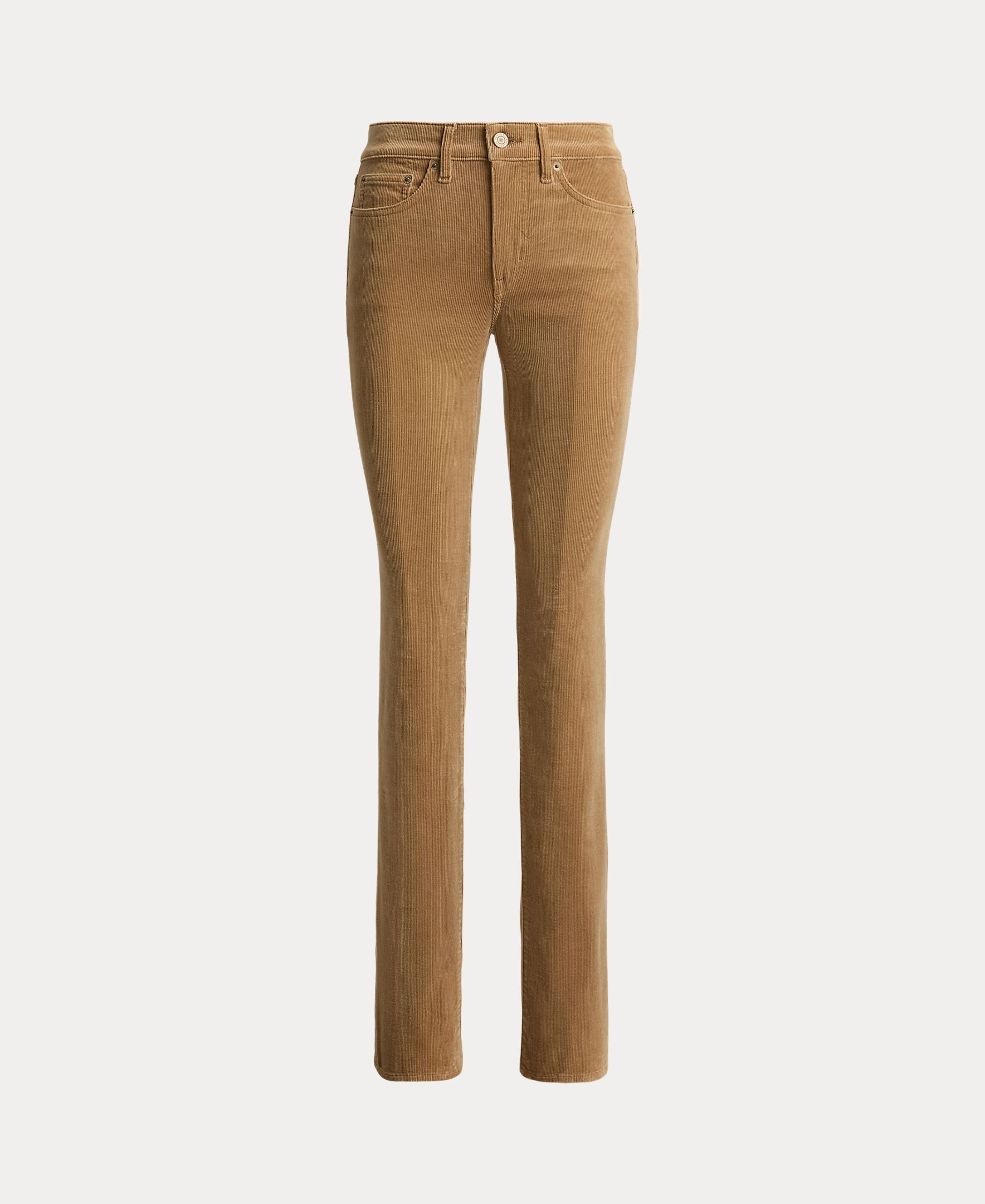 Calças Regular de Bombazina Slim Fit Bege-7