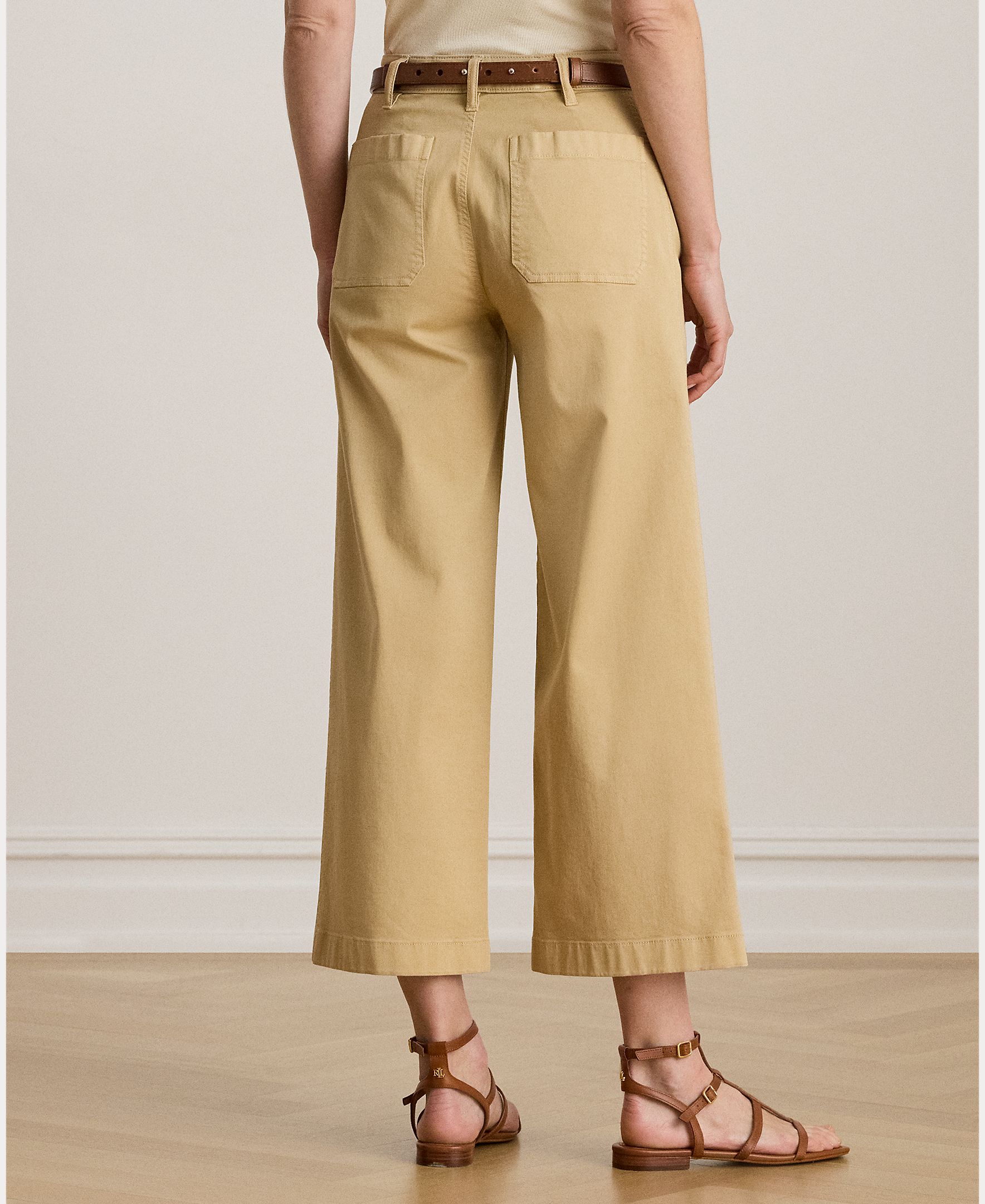 Pantalón ancho de mujer de algodón con silueta recortada - Lauren Ralph Lauren - Beige Beige-4
