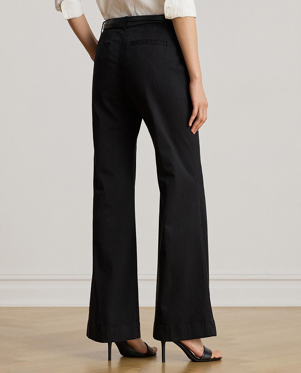 Calças Regular de Algodão Elástico Preto-4