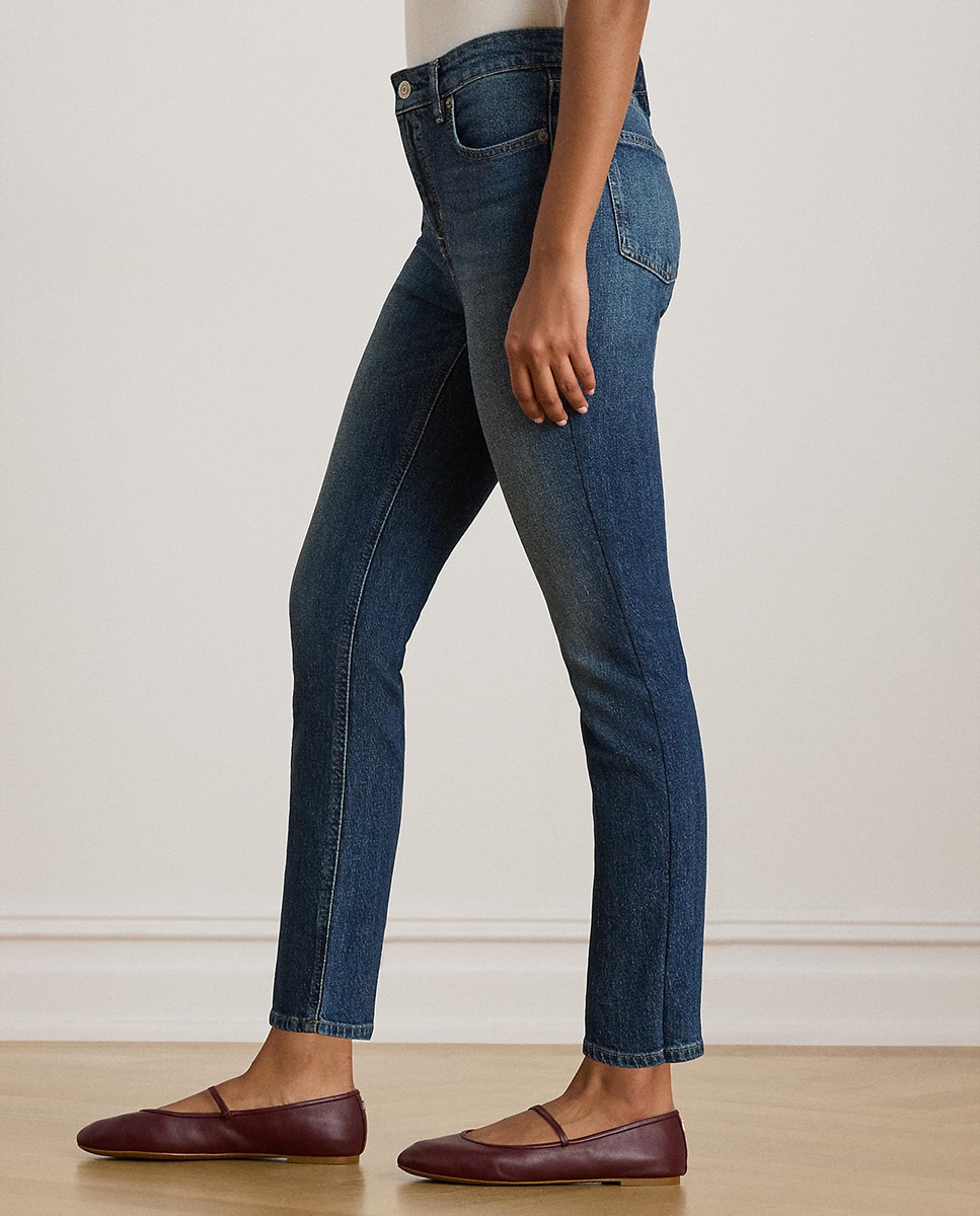 Jeans Straight Recortadas com Cintura Subida Azul-índigo-4