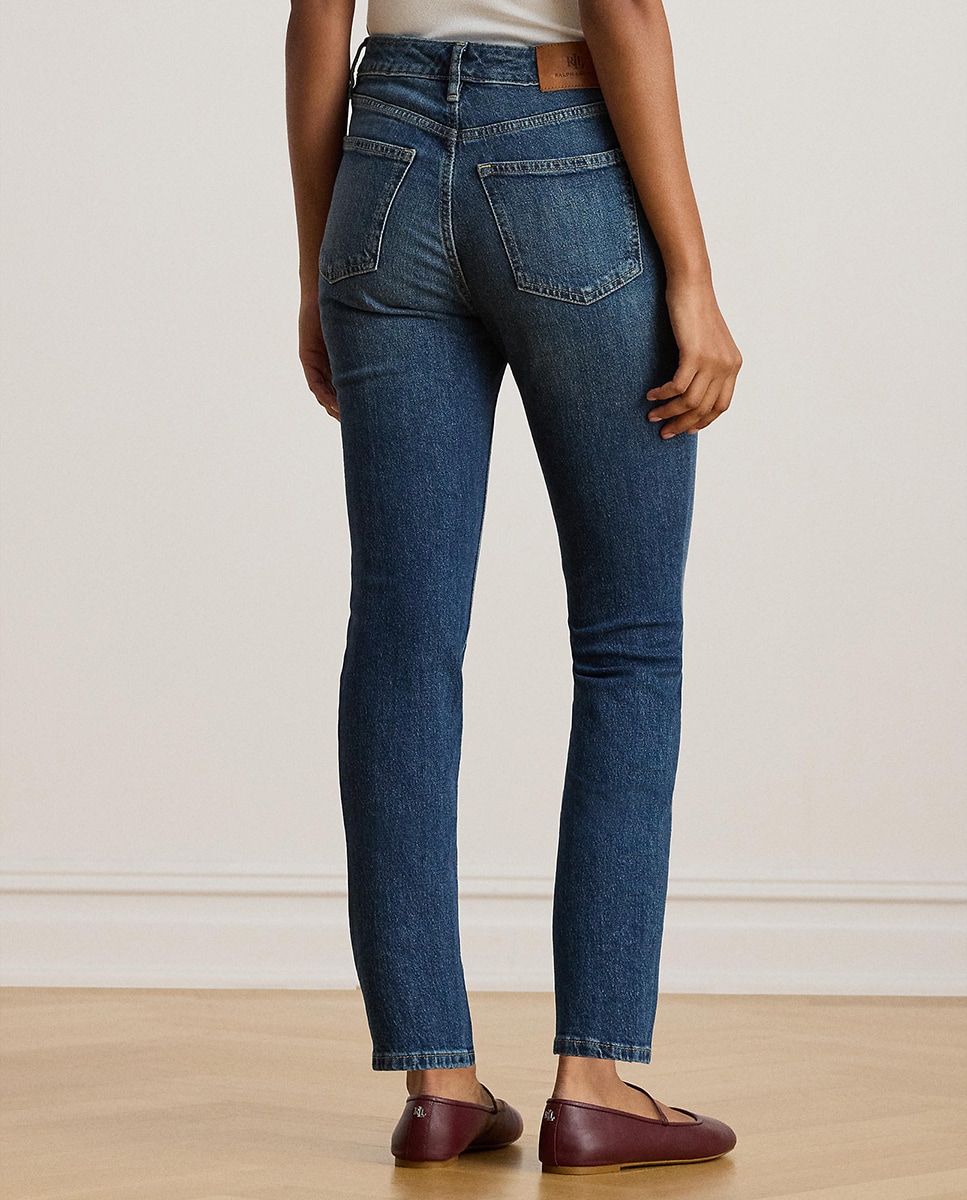 Jeans Straight Recortadas com Cintura Subida Azul-índigo-5