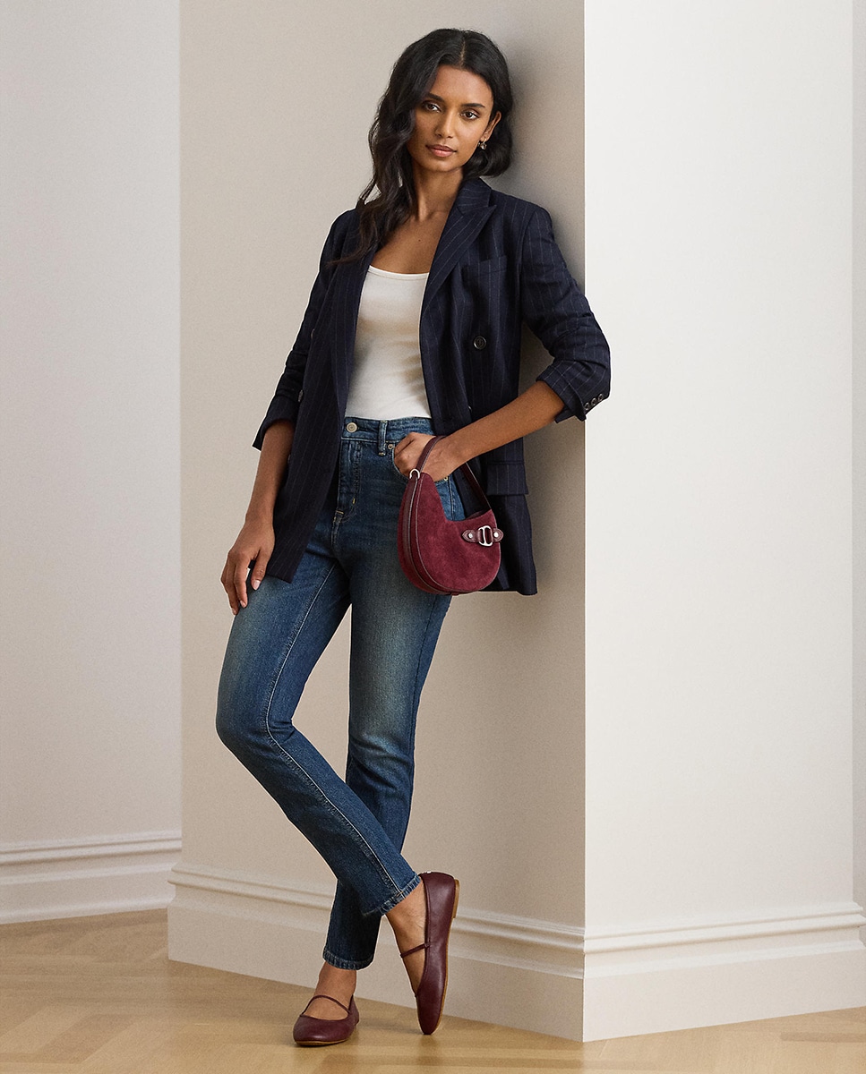 Jeans Straight Recortadas com Cintura Subida Azul-índigo-7