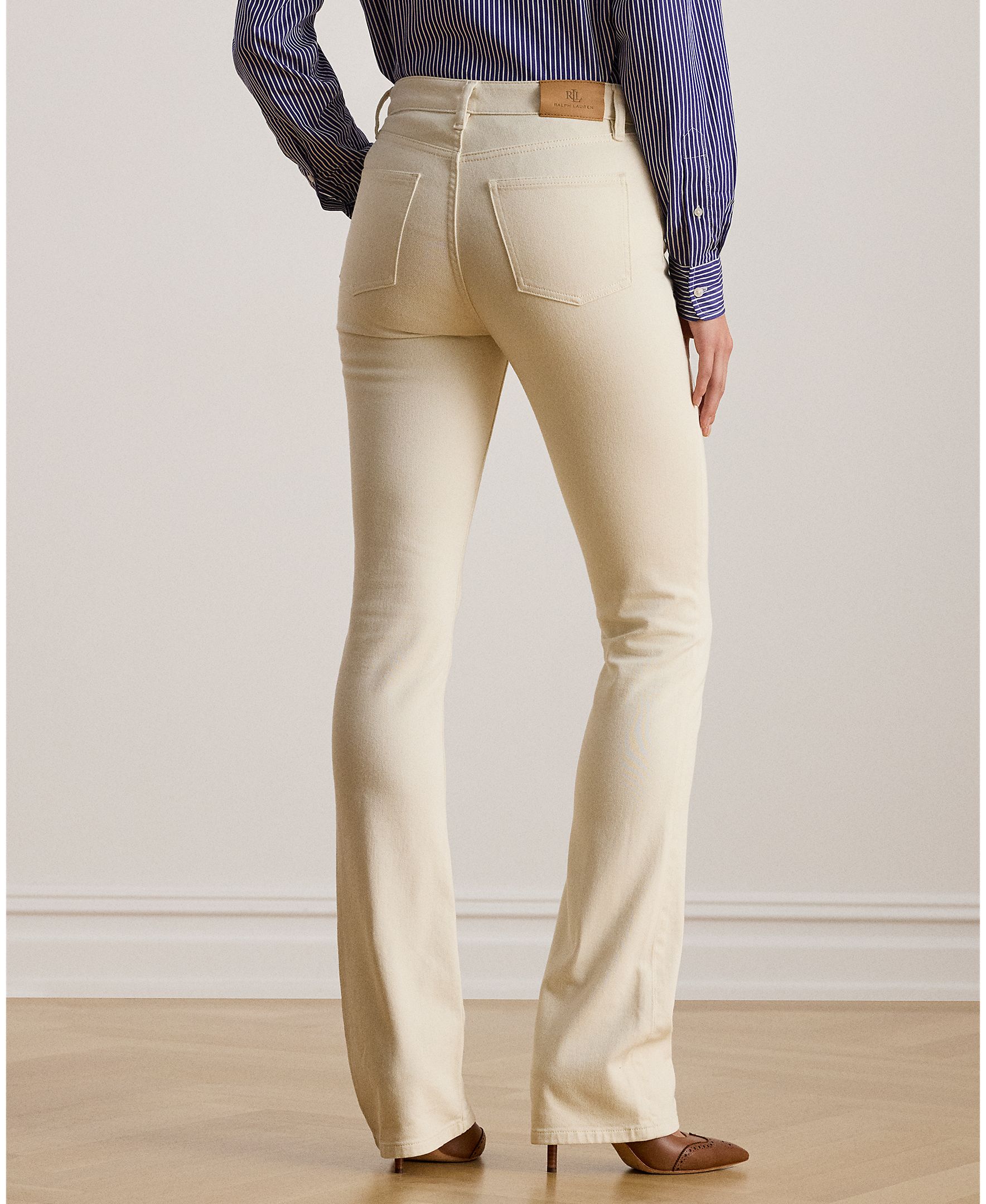 Jeans Straight de Algodão com Cintura Subida Creme-2
