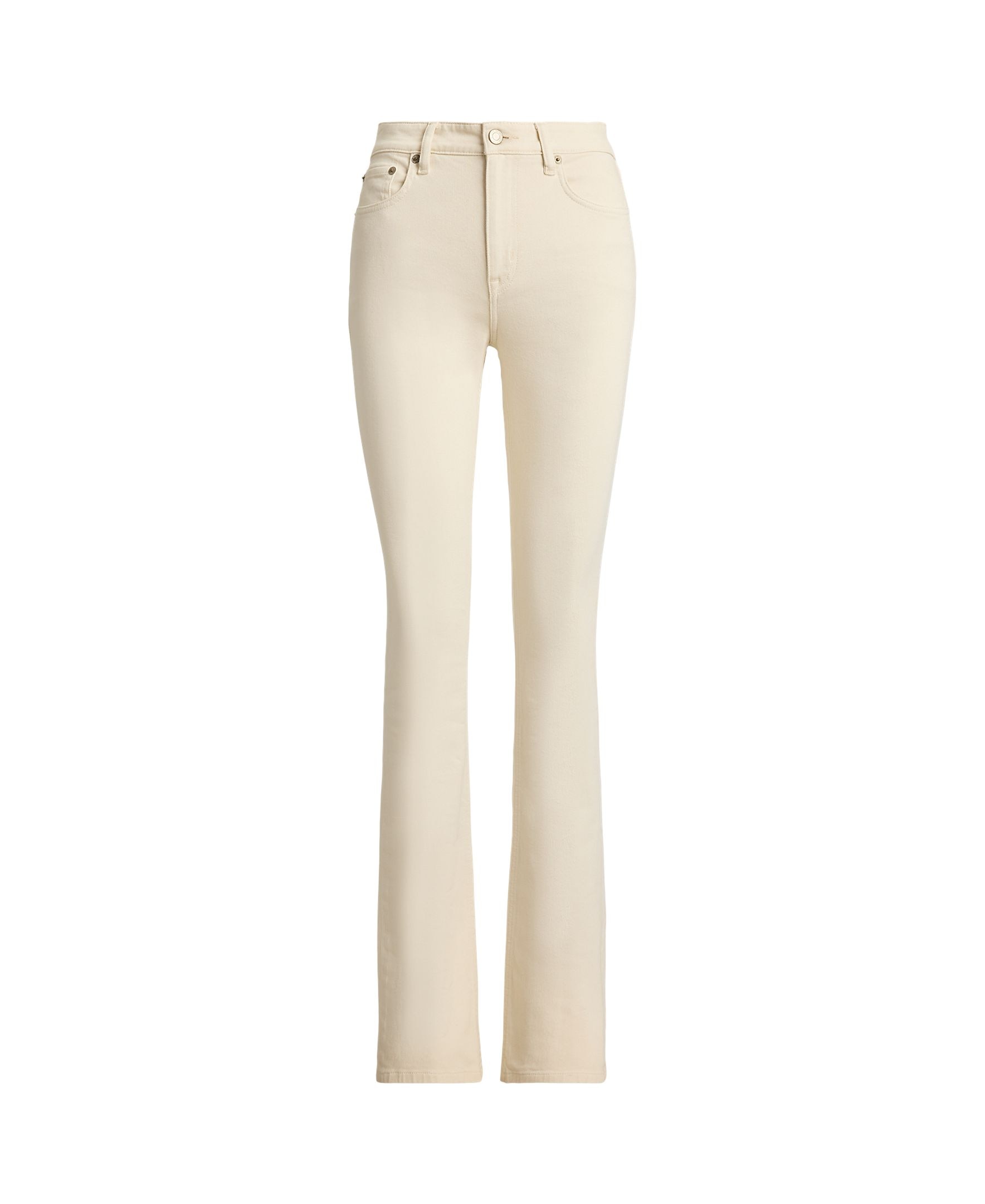Jeans Straight de Algodão com Cintura Subida Creme-6