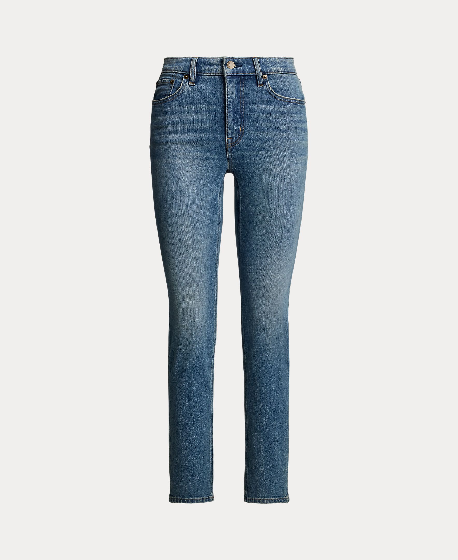 Jeans Straight pelo Tornozelo com Cintura Subida Azul-2