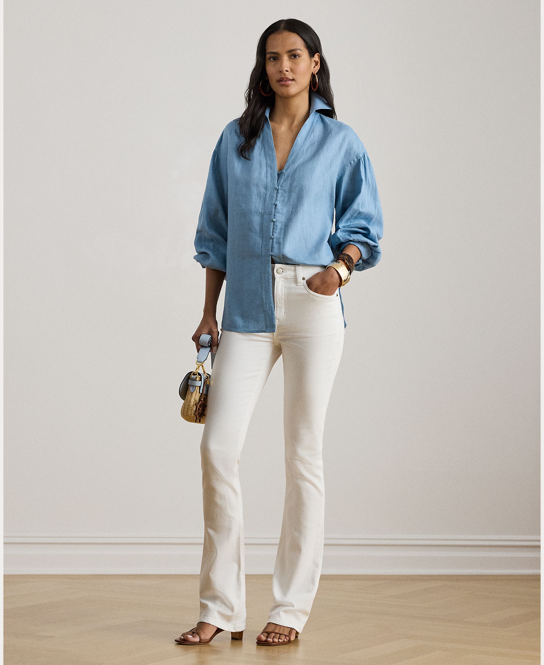 Imagem 0 de Jeans Straight Bootcut de Cintura Subida