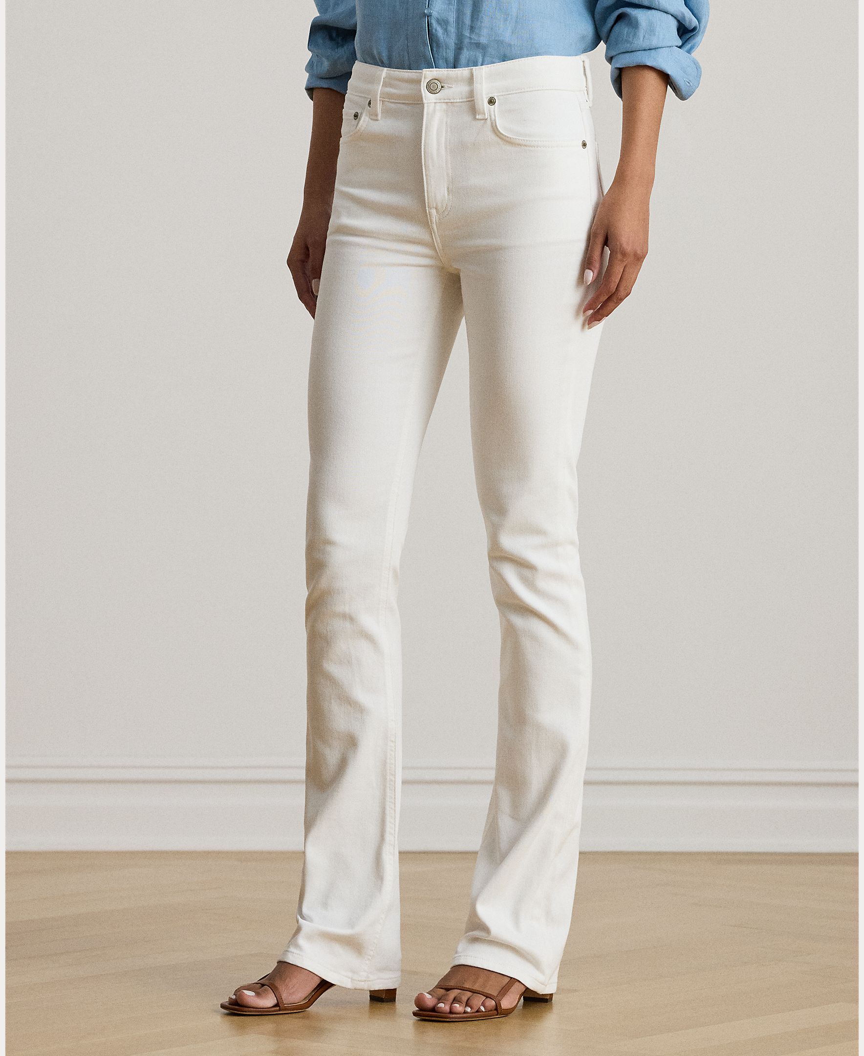 Jeans Straight Bootcut de Cintura Subida Branco-3