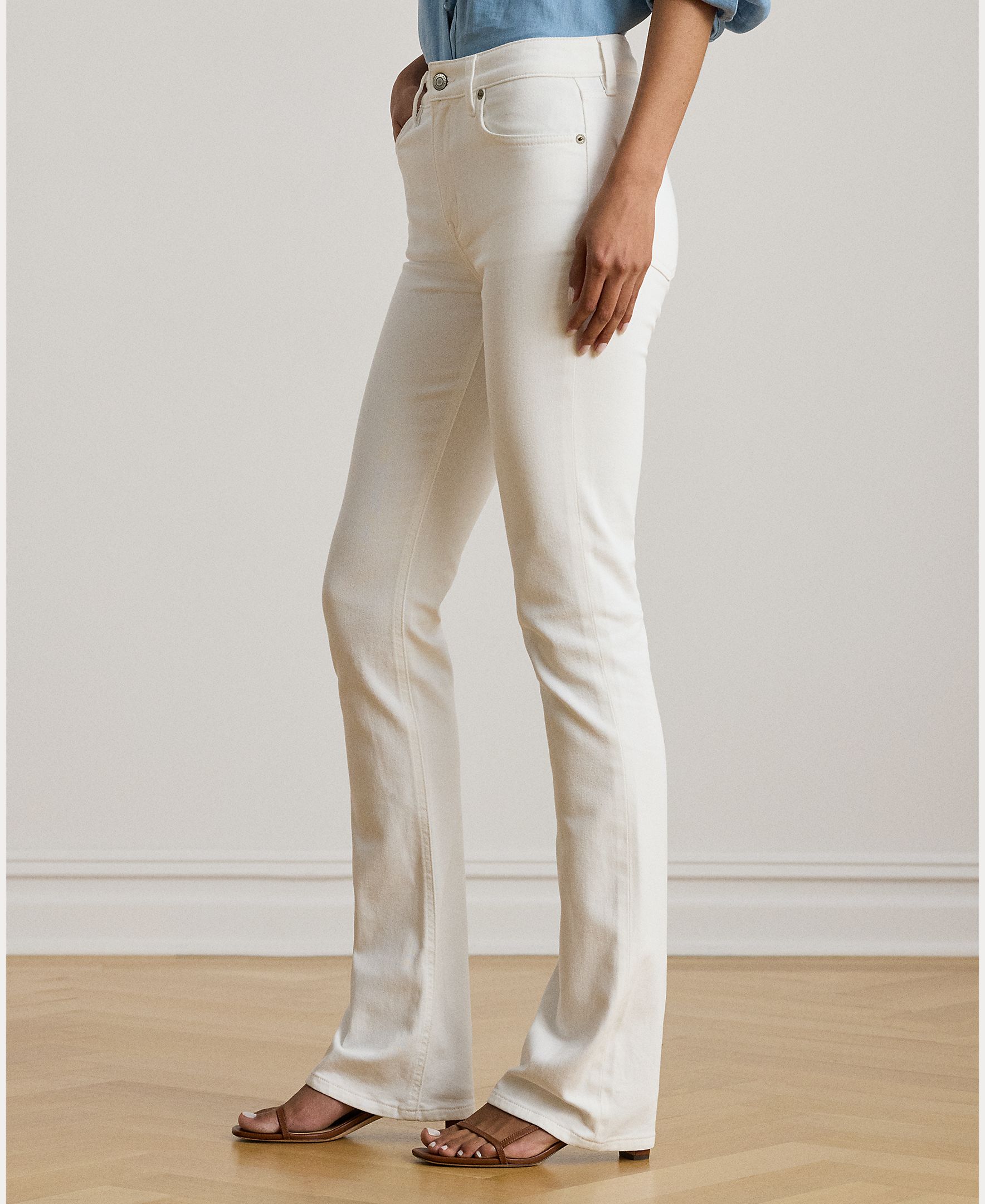 Jeans Straight Bootcut de Cintura Subida Branco-4