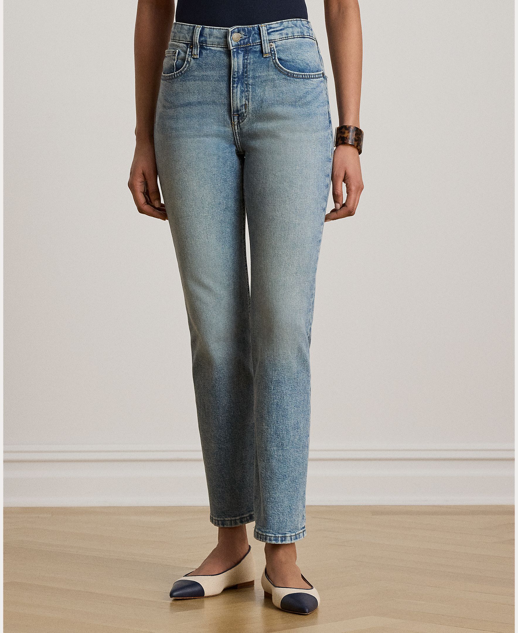 Jeans Straight de Algodão Elástico Índigo-3