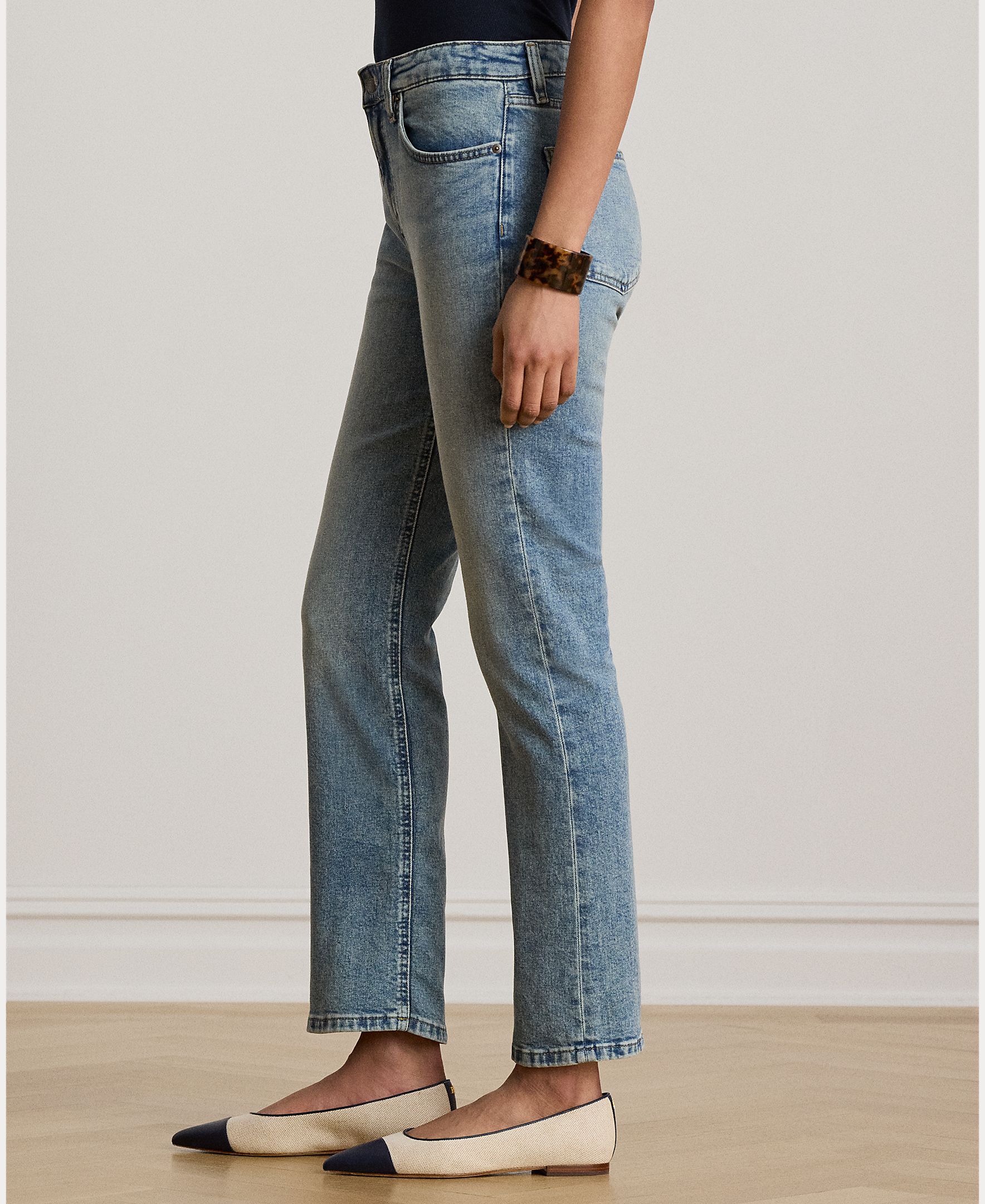 Jeans Straight de Algodão Elástico Índigo-5