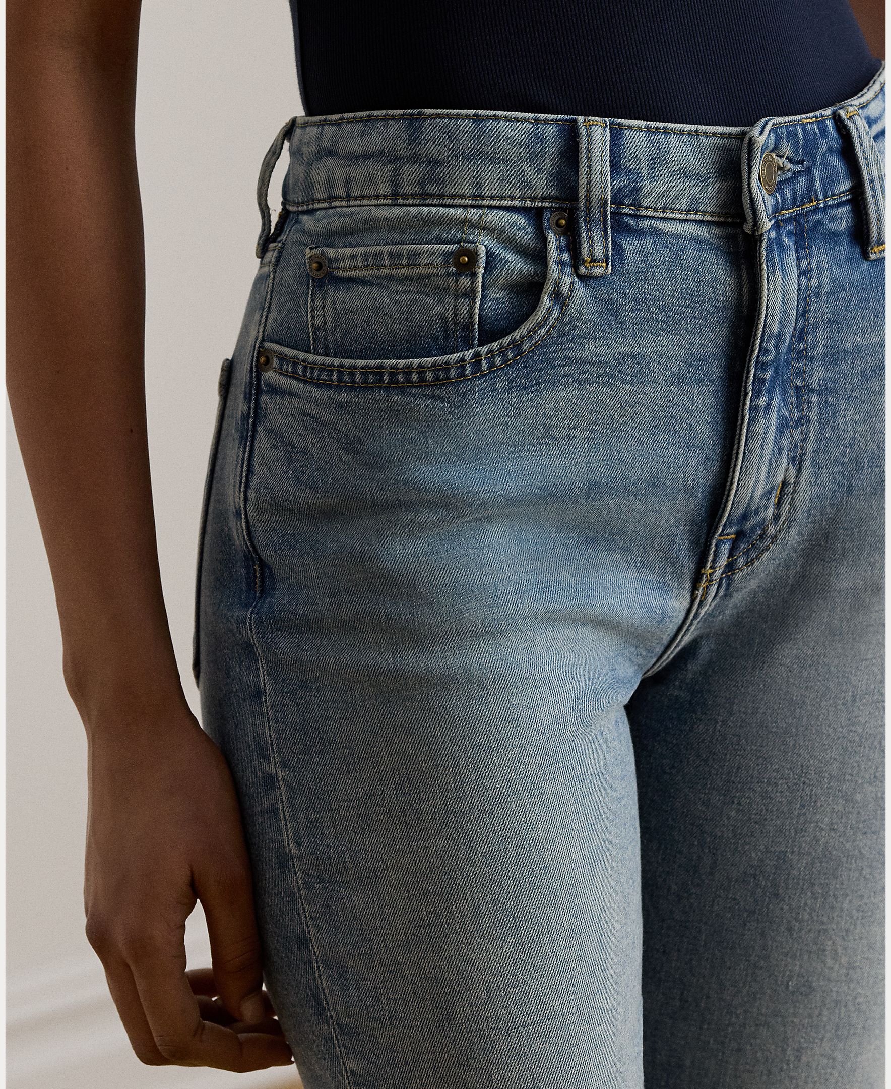 Jeans Straight de Algodão Elástico Índigo-6