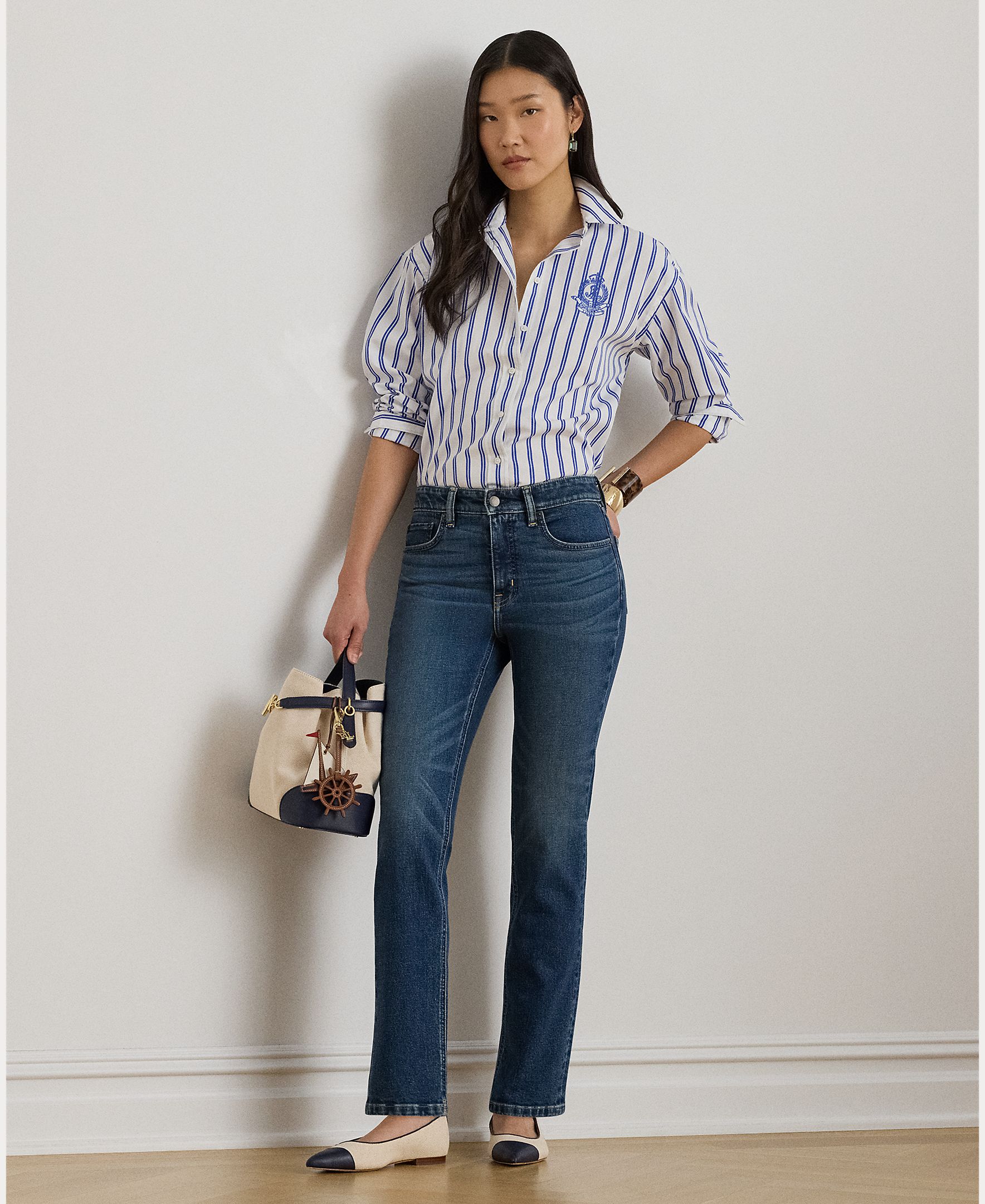 Imagem 0 de Jeans Straight de Algodão com Cintura Subida