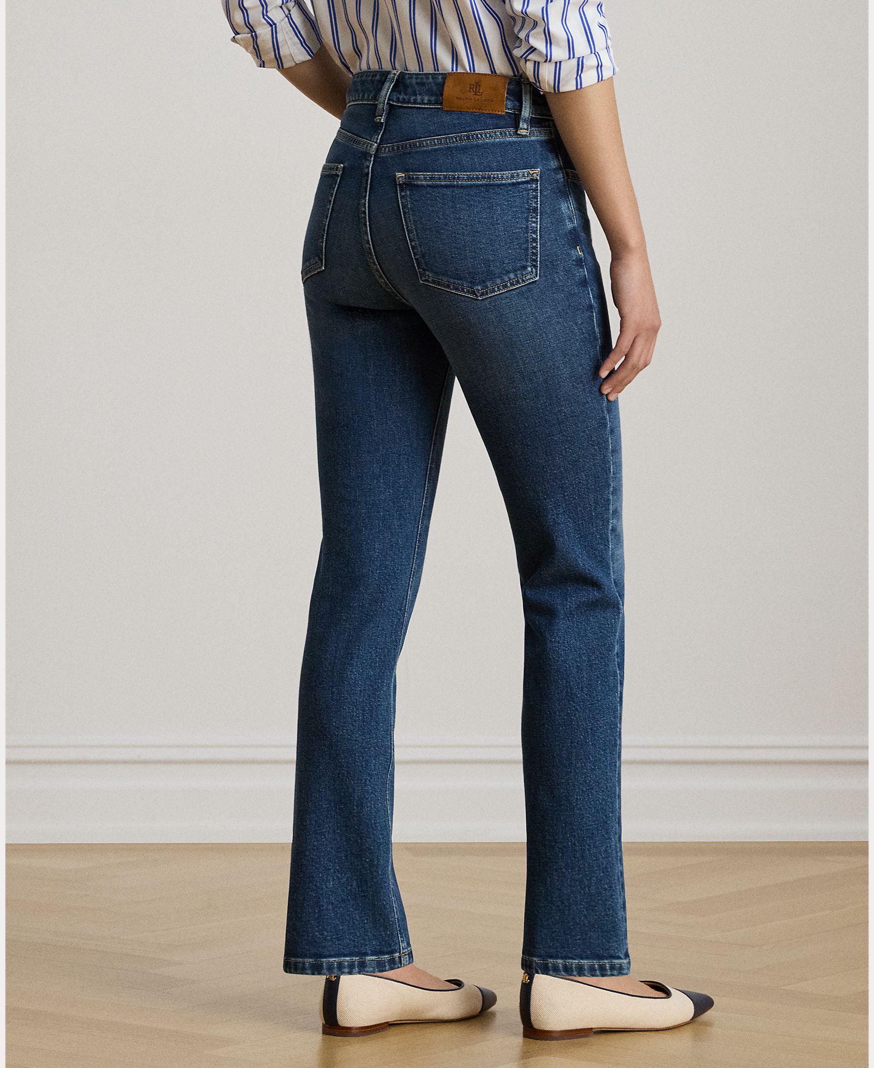 Jeans Straight de Algodão com Cintura Subida Azul-2