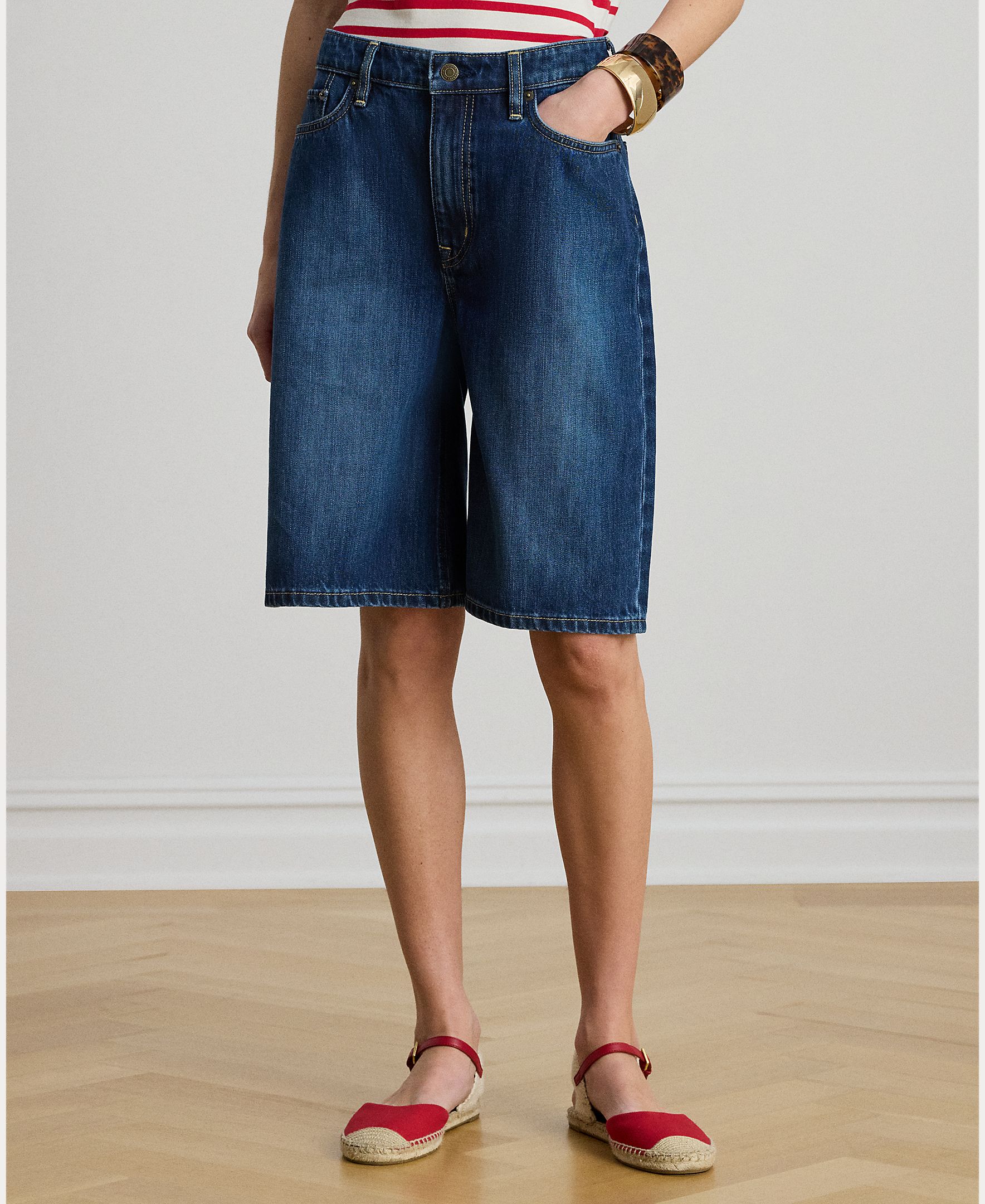Bermudas de Ganga com Cinco Bolsos Denim-3