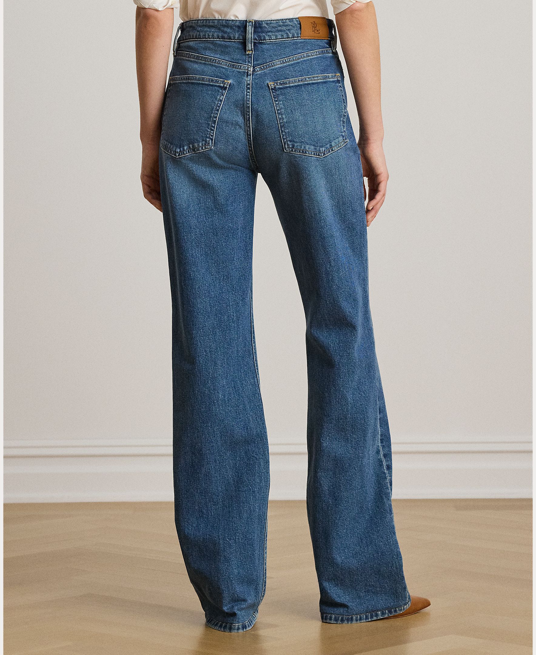 Jeans Straight de Algodão com Cintura Subida Azul-índigo-4