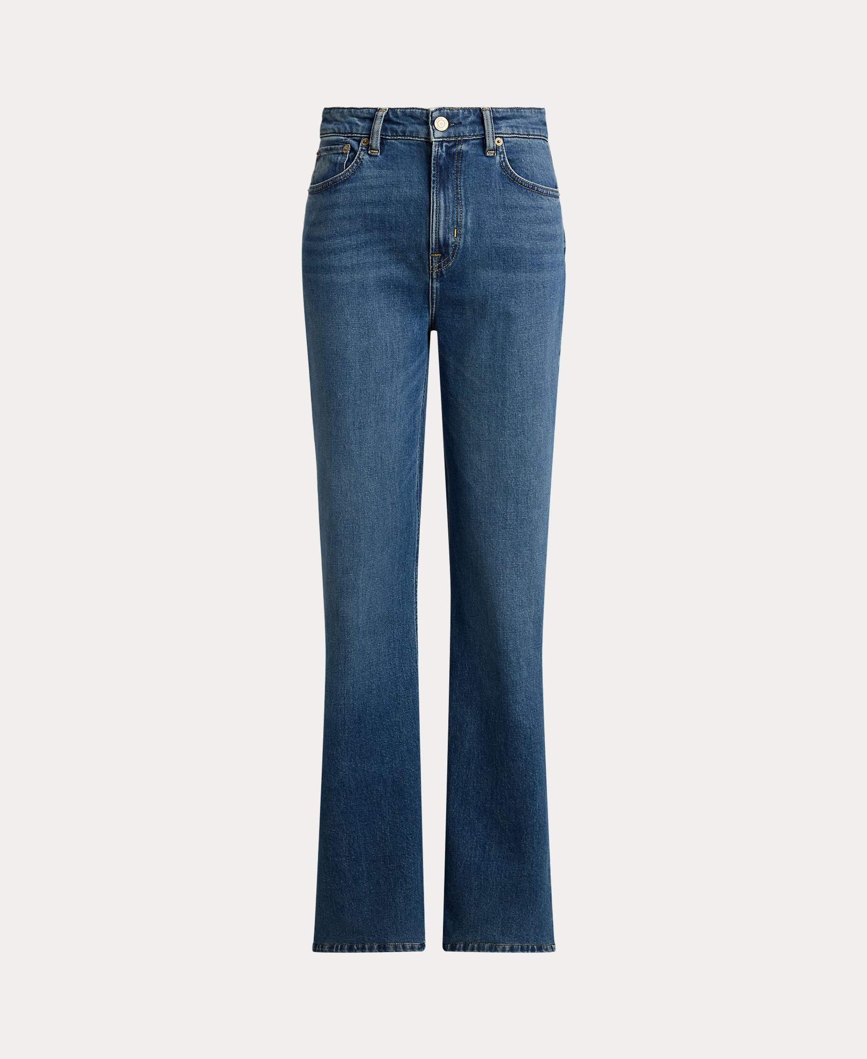 Jeans Straight de Algodão com Cintura Subida Azul-índigo-9