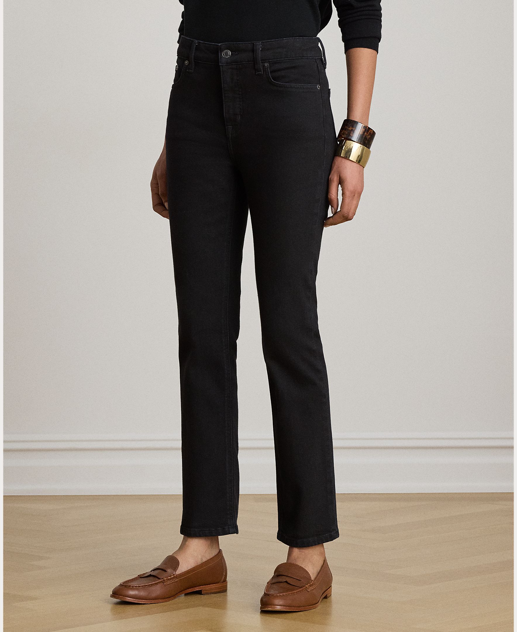 Jeans Skinny de Algodão com Cintura Média Preto-3