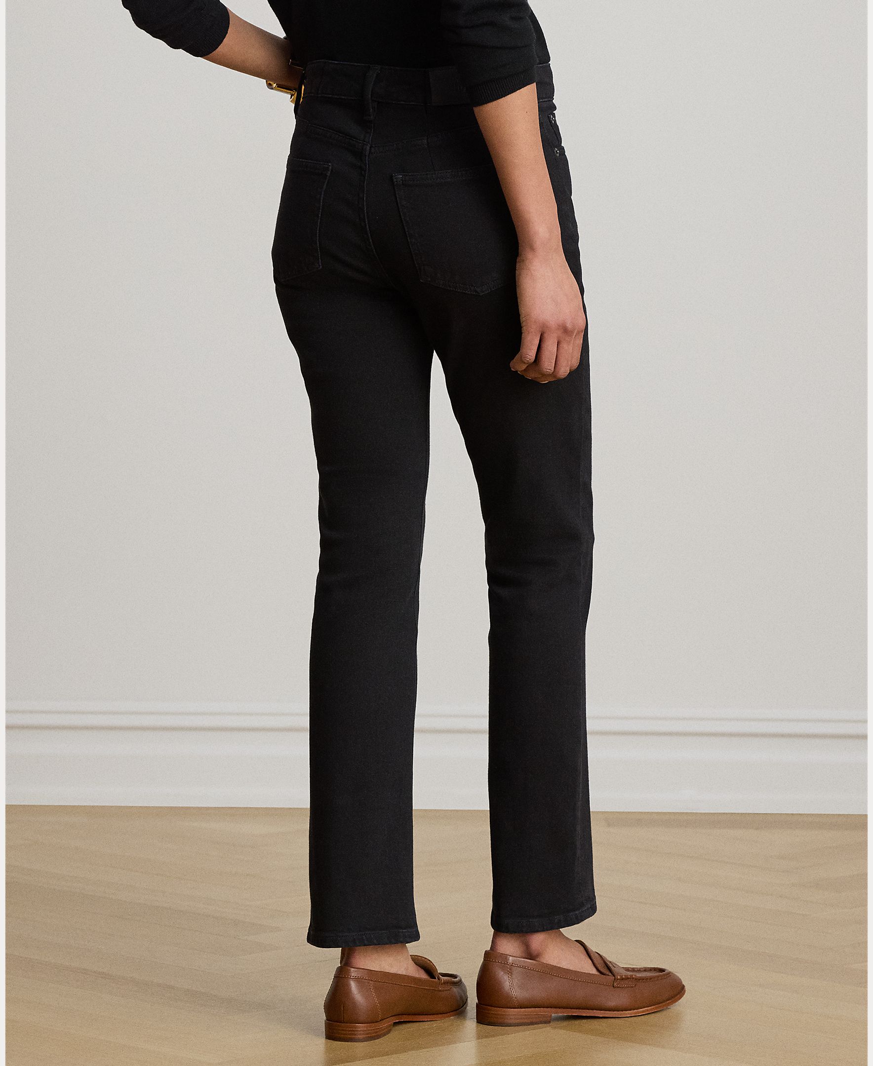 Jeans Skinny de Algodão com Cintura Média Preto-4