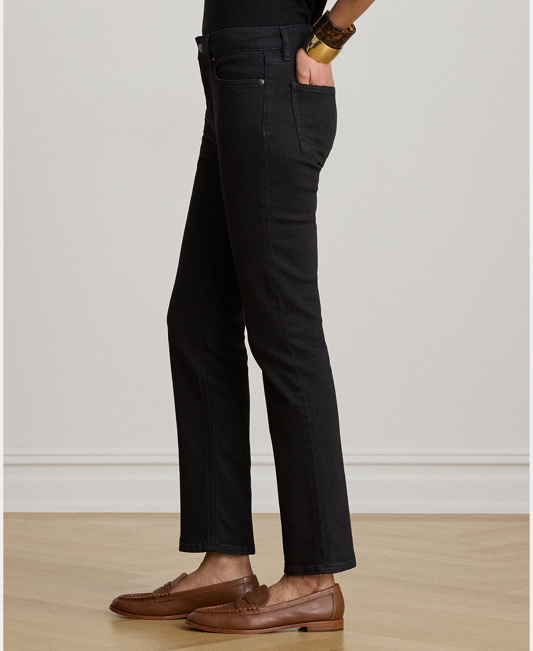 Jeans Skinny de Algodão com Cintura Média Preto-6