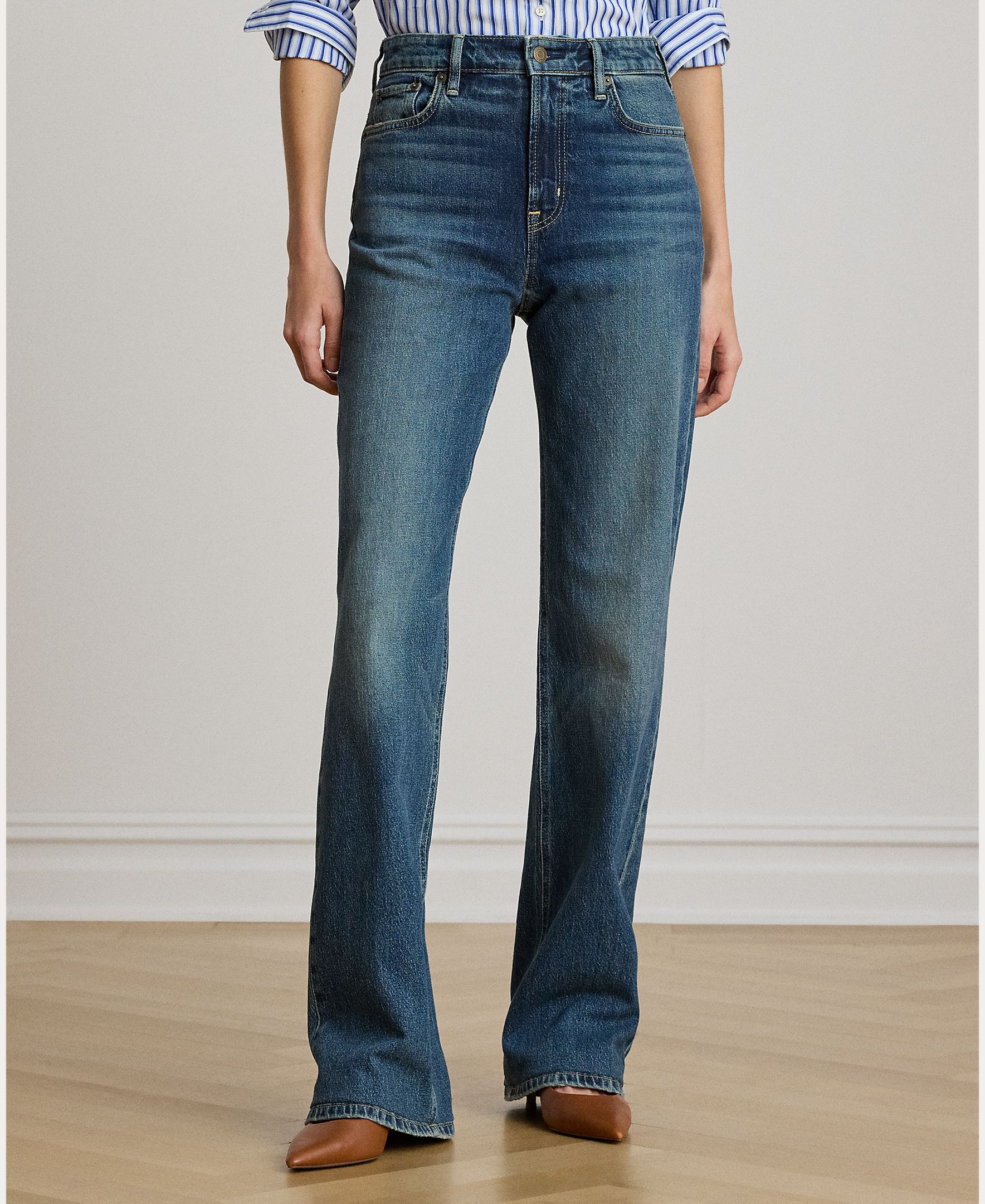 Imagen 3 de Vaqueros recto de mujer de tiro alto Straight Fit - Lauren Ralph Lauren - Azul índigo Azul índigo