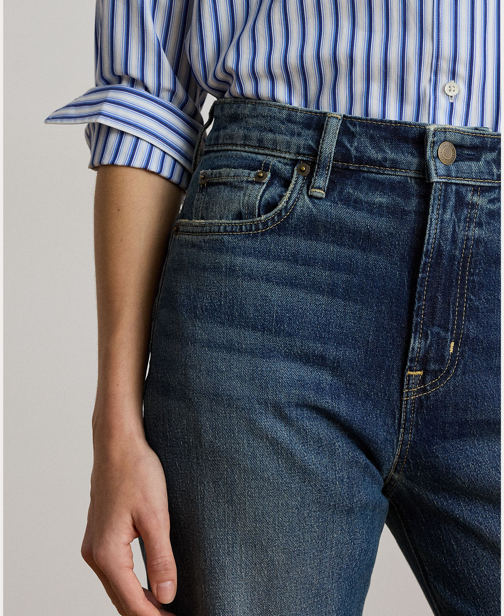 Imagen 6 de Vaqueros recto de mujer de tiro alto Straight Fit - Lauren Ralph Lauren - Azul índigo Azul índigo