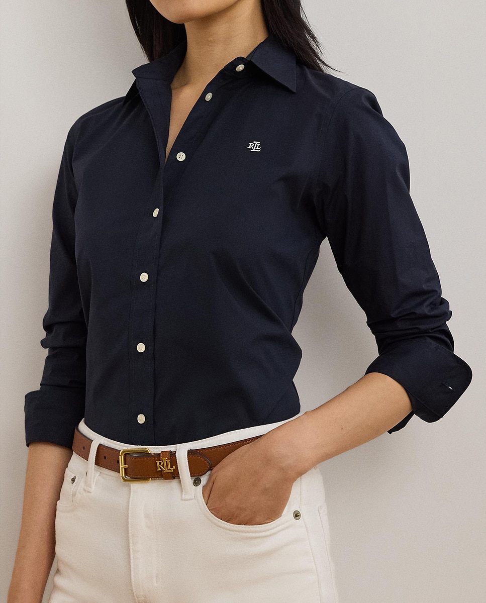 Imagen 4 de Camisa blanca de mujer Lauren Ralph Lauren con manga larga - Azul marino Azul marino