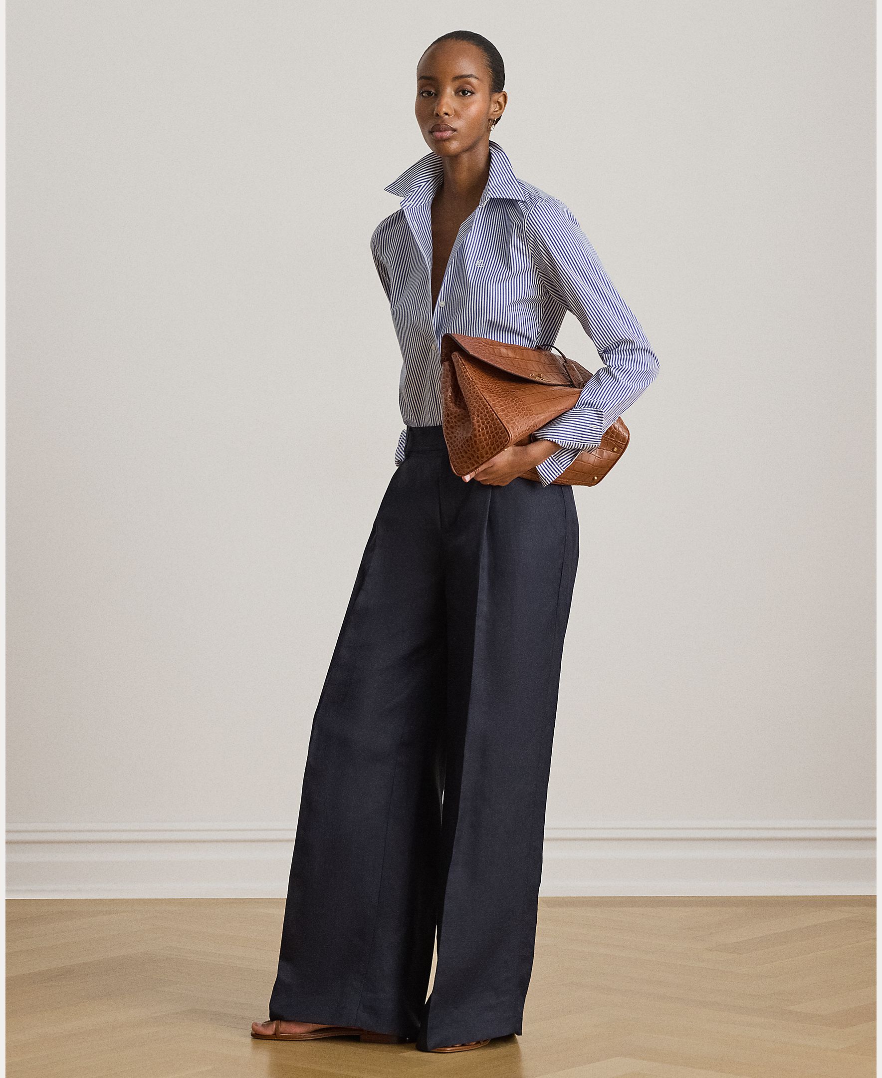Camisa de mujer de algodón de rayas - Lauren Ralph Lauren - Azul Azul-5