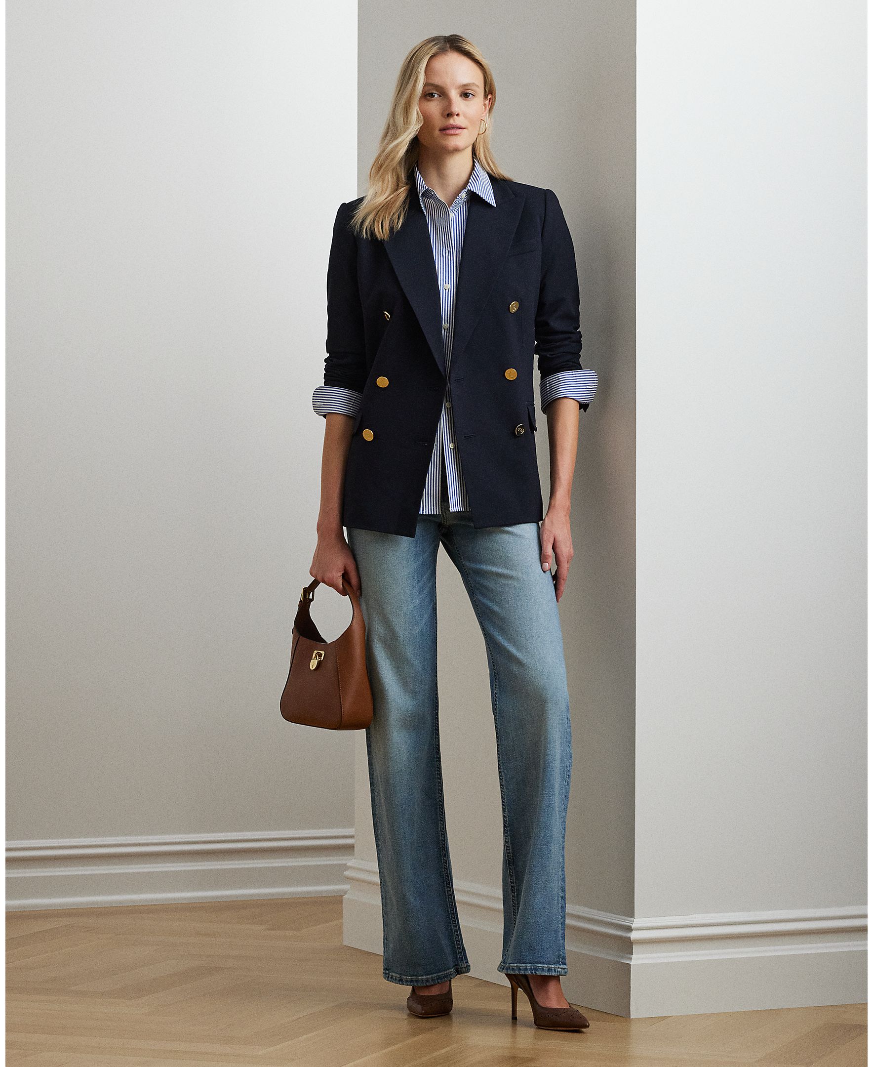 Camisa às Riscas e em Algodão Azul-6