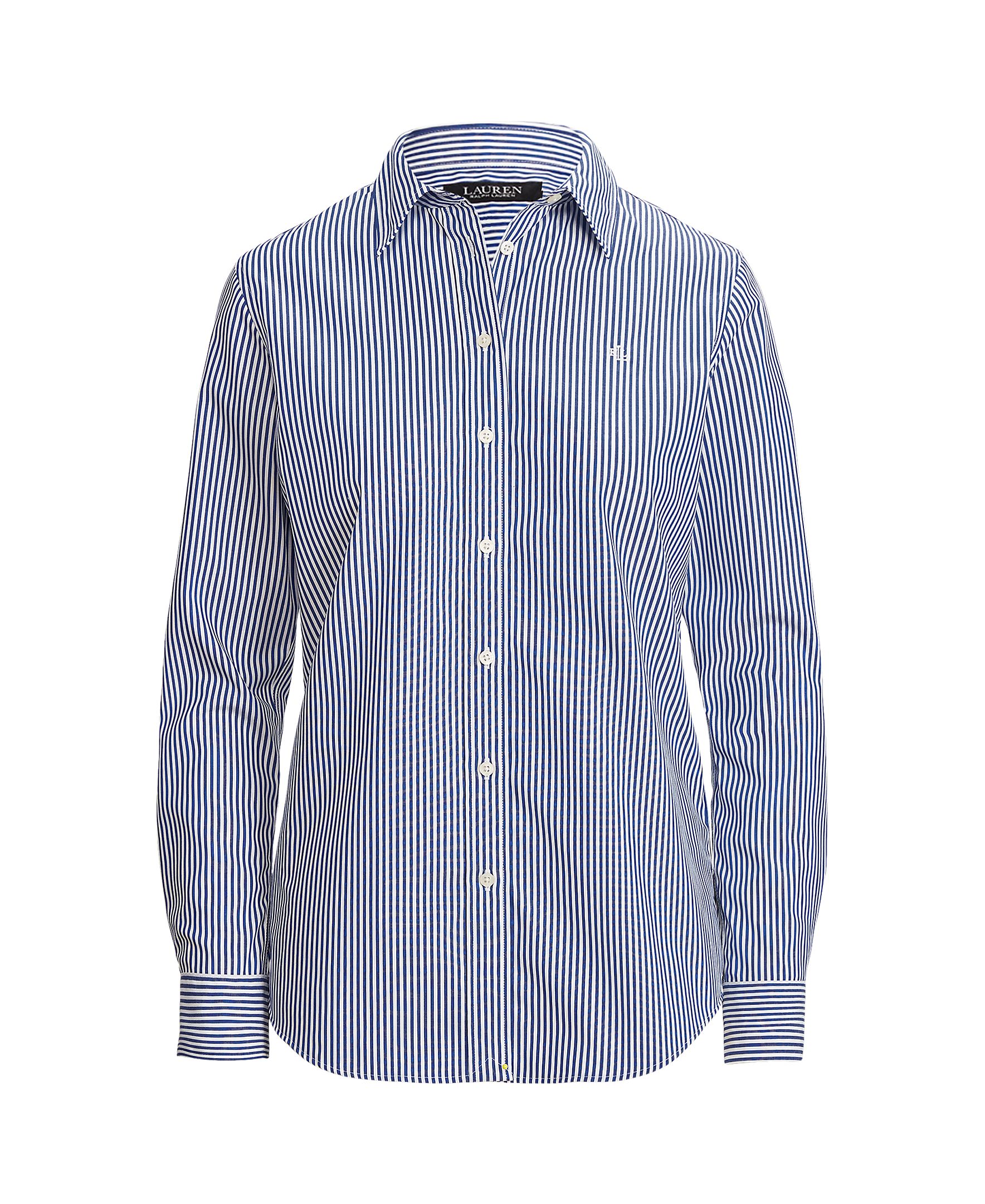 Camisa às Riscas e em Algodão Azul-5