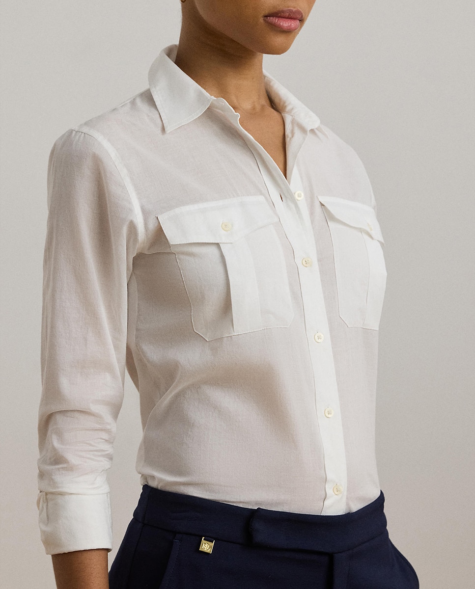 Camisa com Bolsos Branco-4