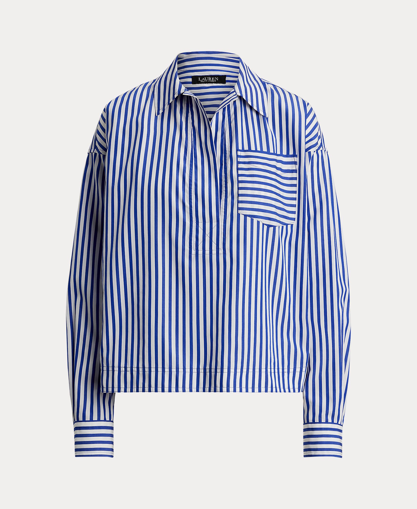 Camisa Regular de Algodão Azul-4