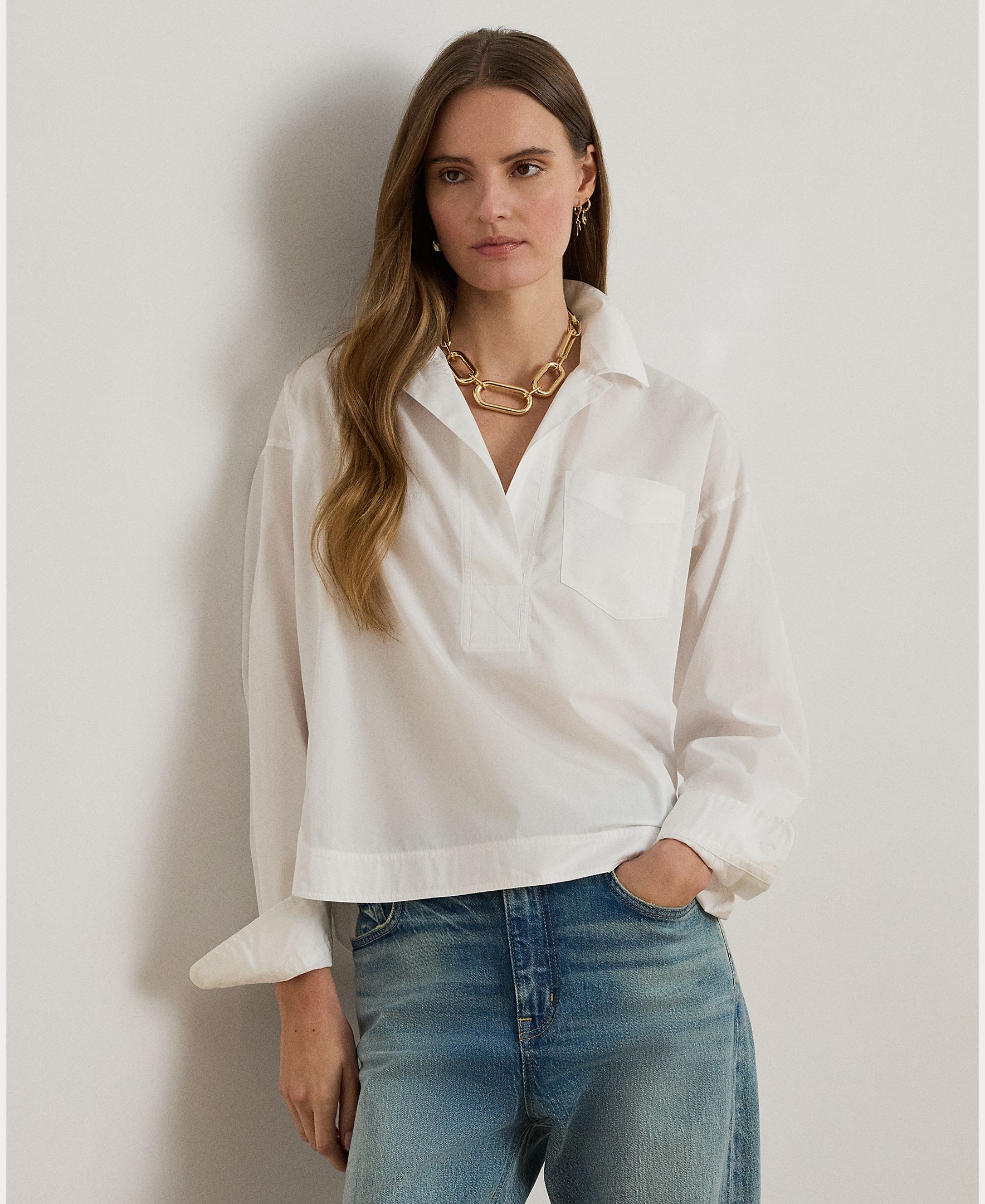 Camisa Regular de Algodão Branco-1