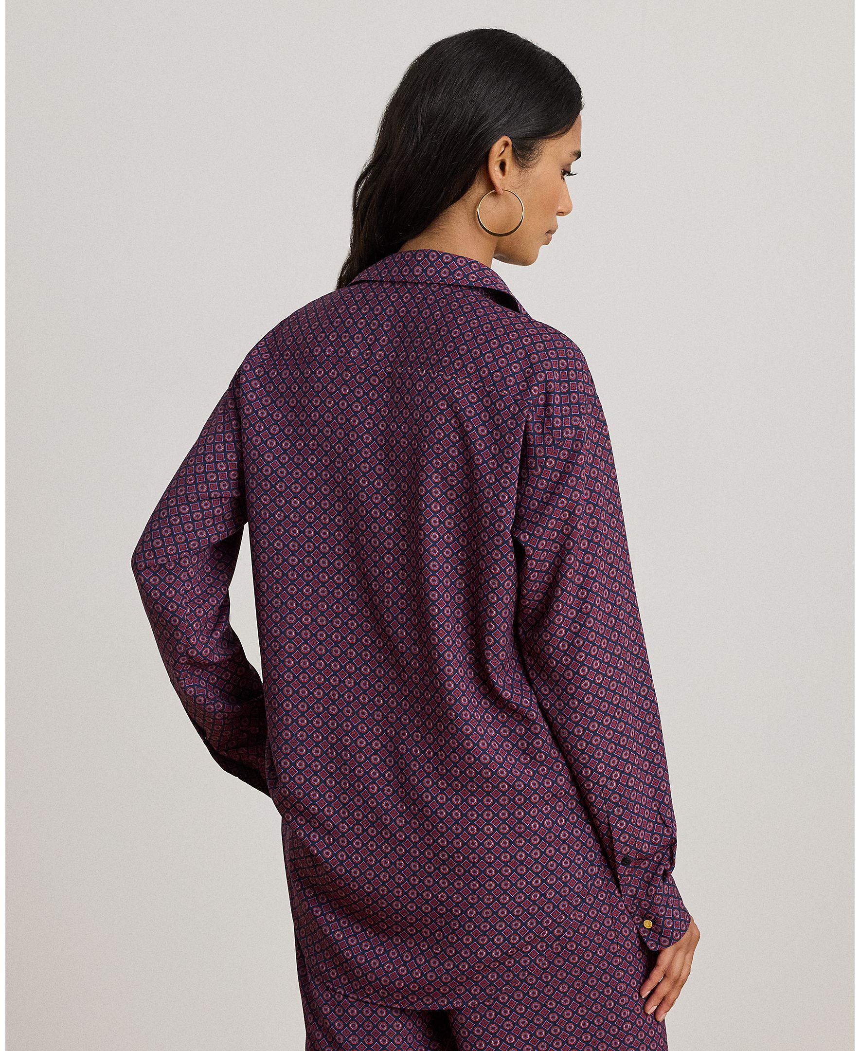 Camisa de Crepe com Corte Relaxed Ameixa-2
