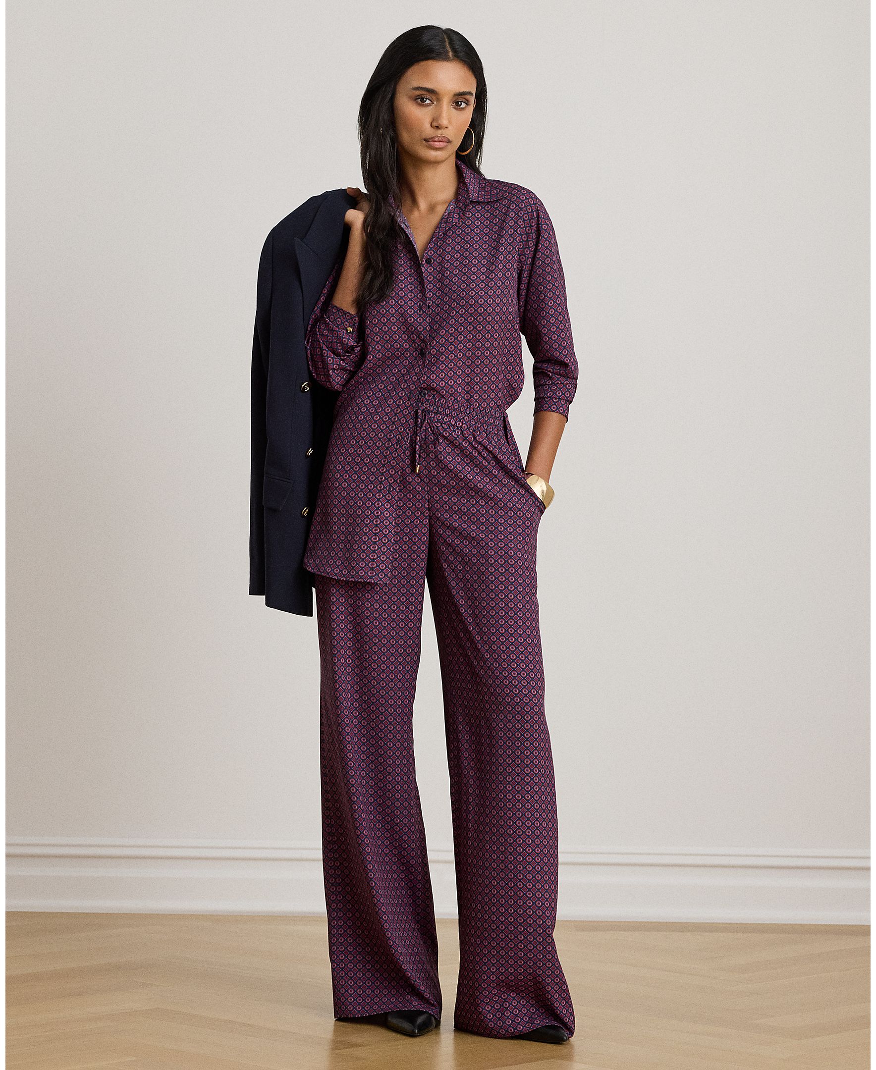 Camisa de Crepe com Corte Relaxed Ameixa-5