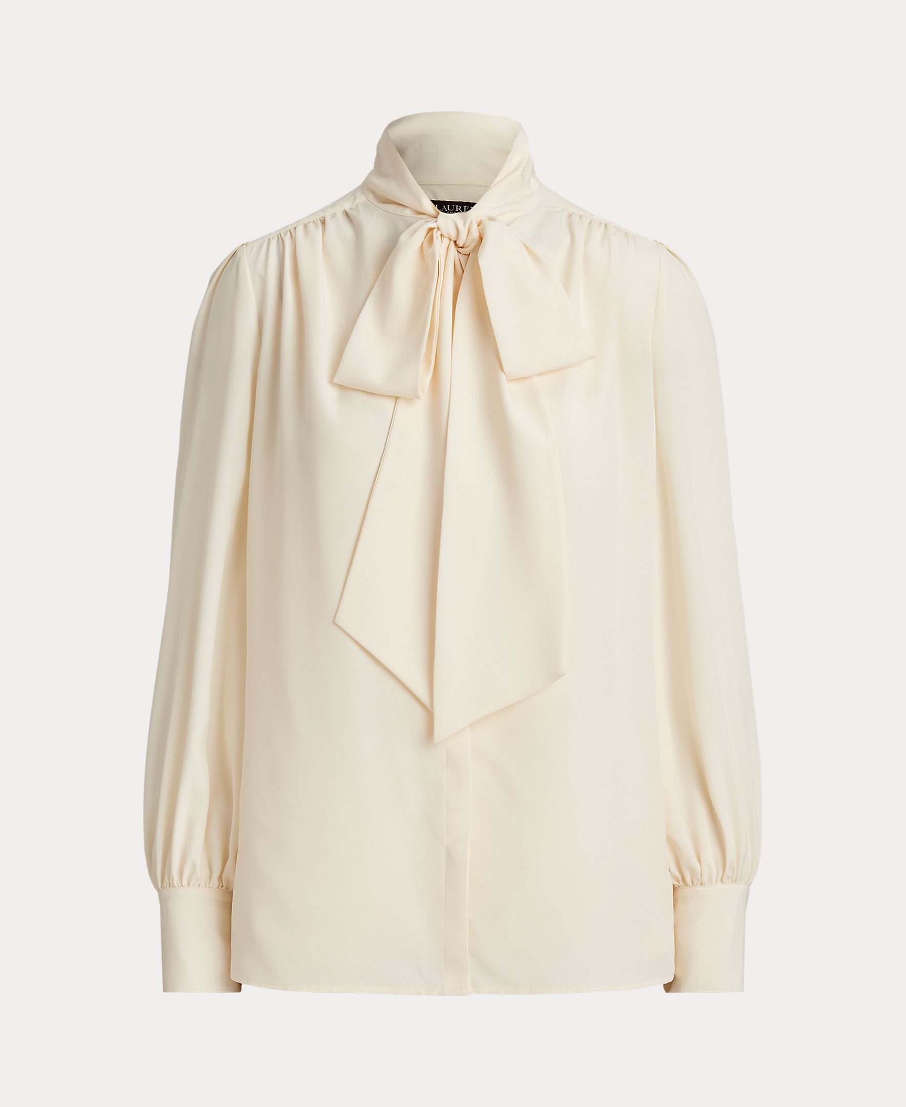Blusa com laço no colarinho Creme-2