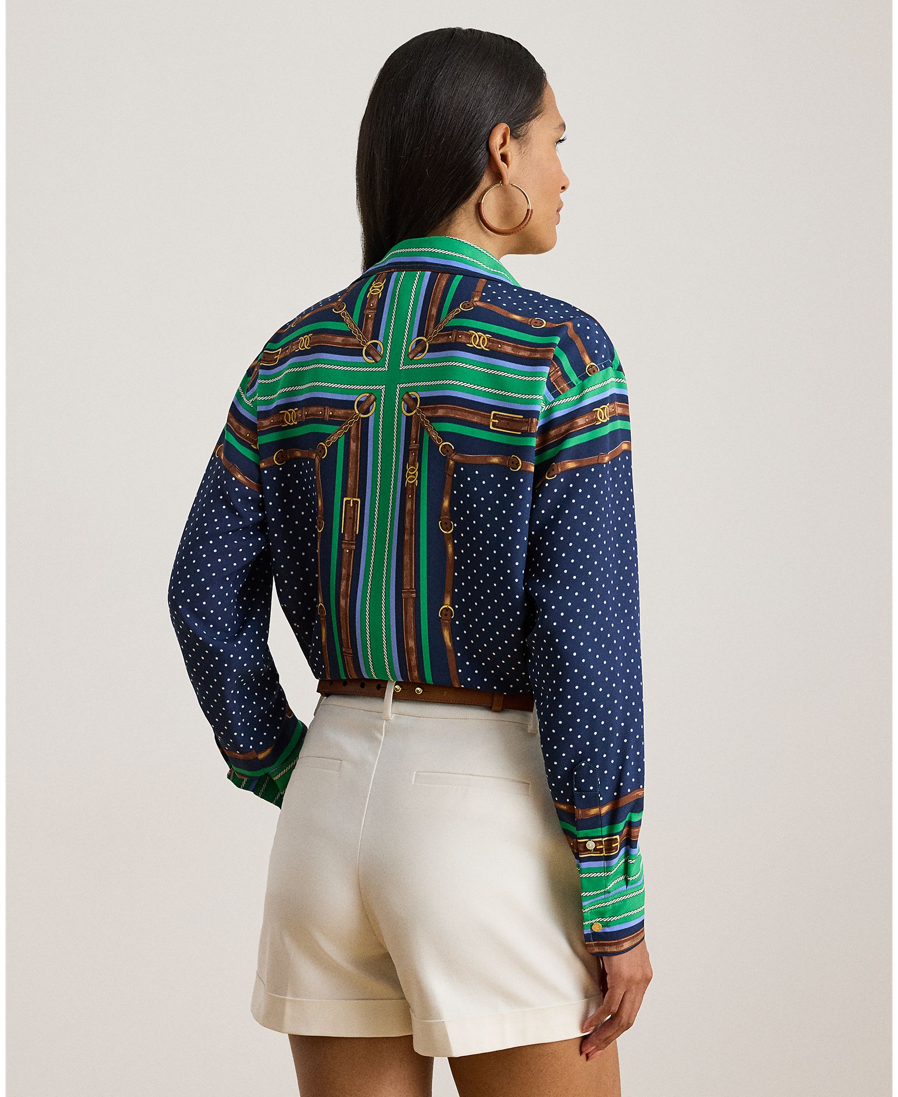 Camisa de Crepe com Estampado Azul-2