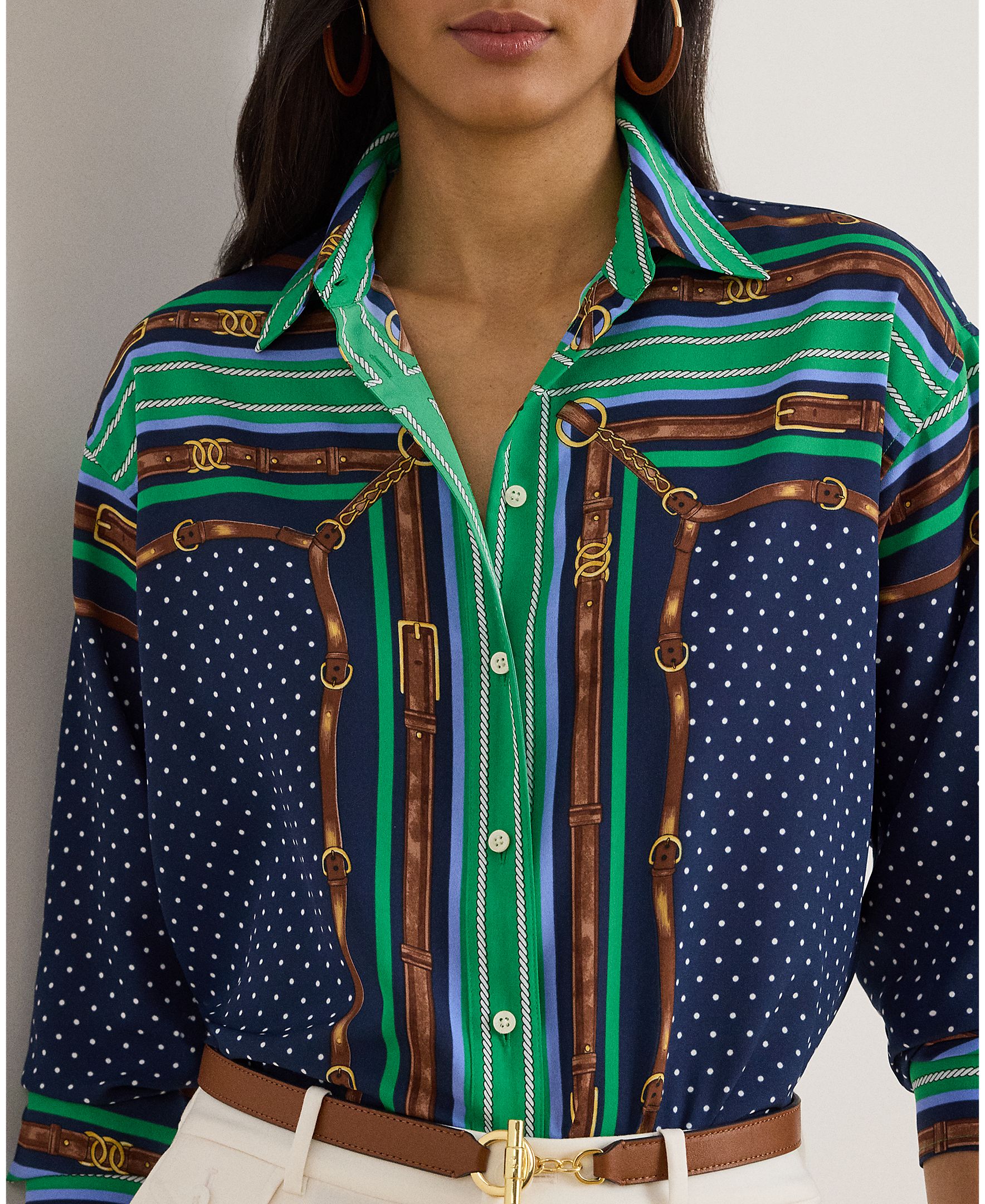 Camisa de Crepe com Estampado Azul-3
