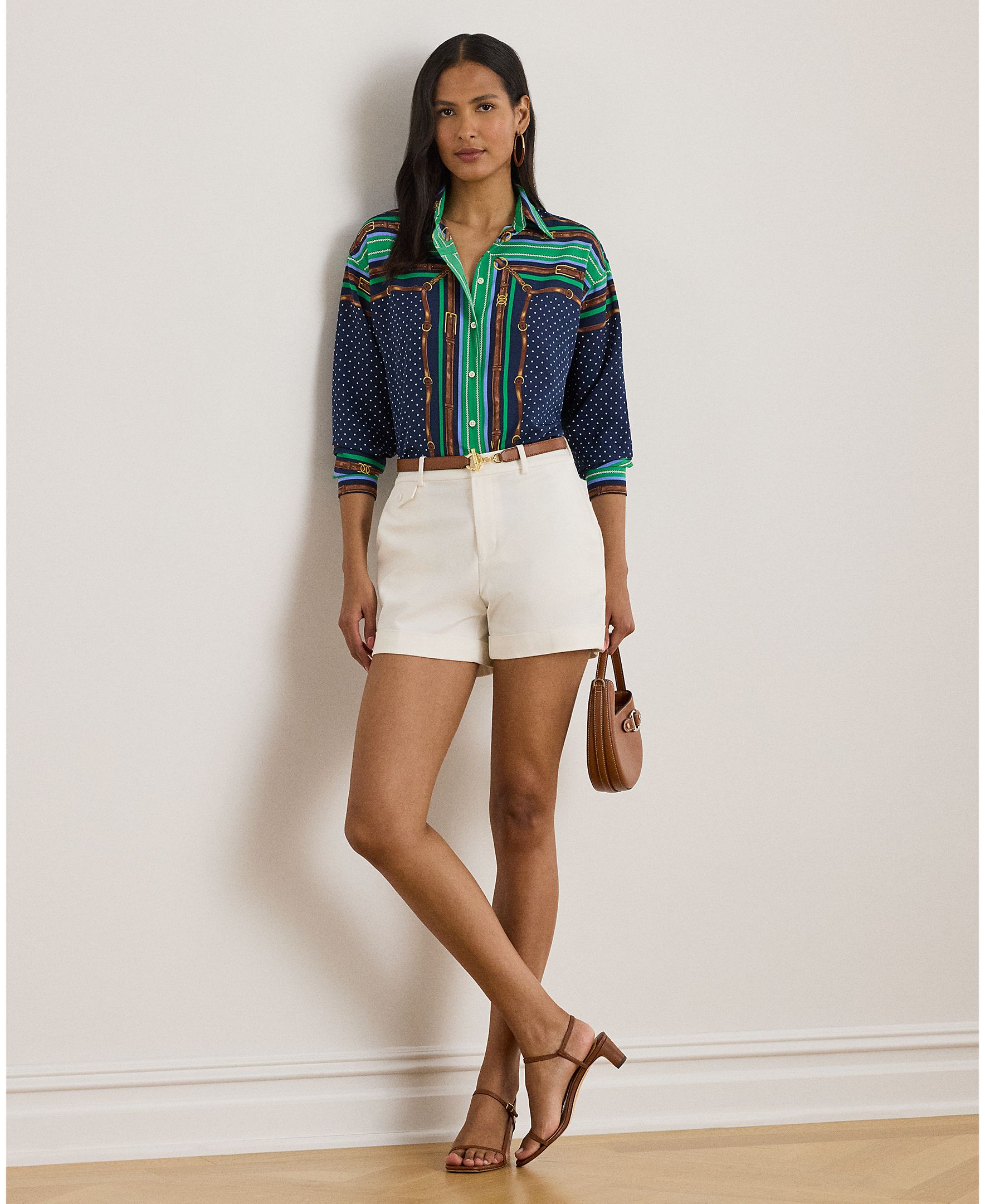 Camisa de Crepe com Estampado Azul-5