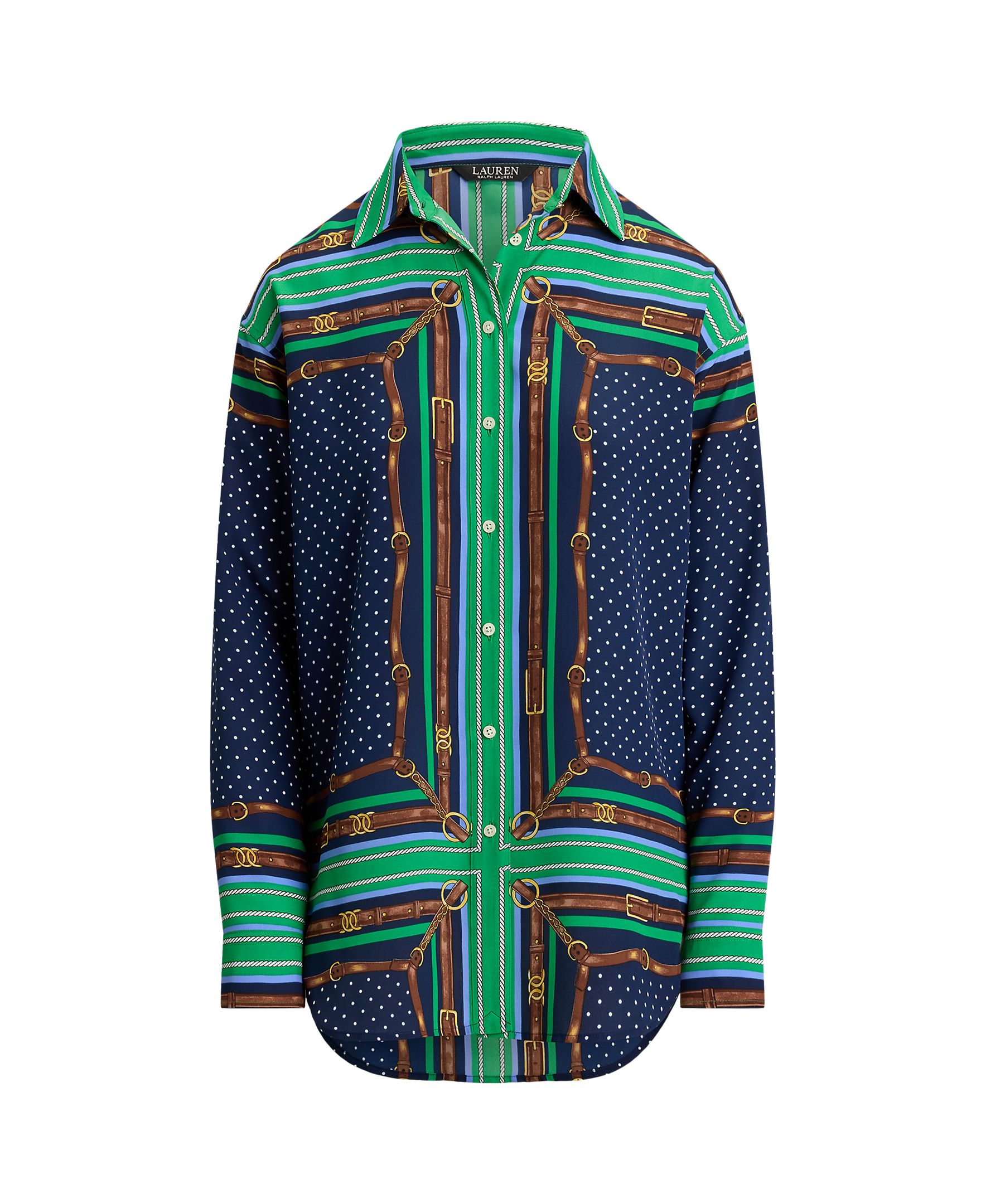 Camisa de Crepe com Estampado Azul-4