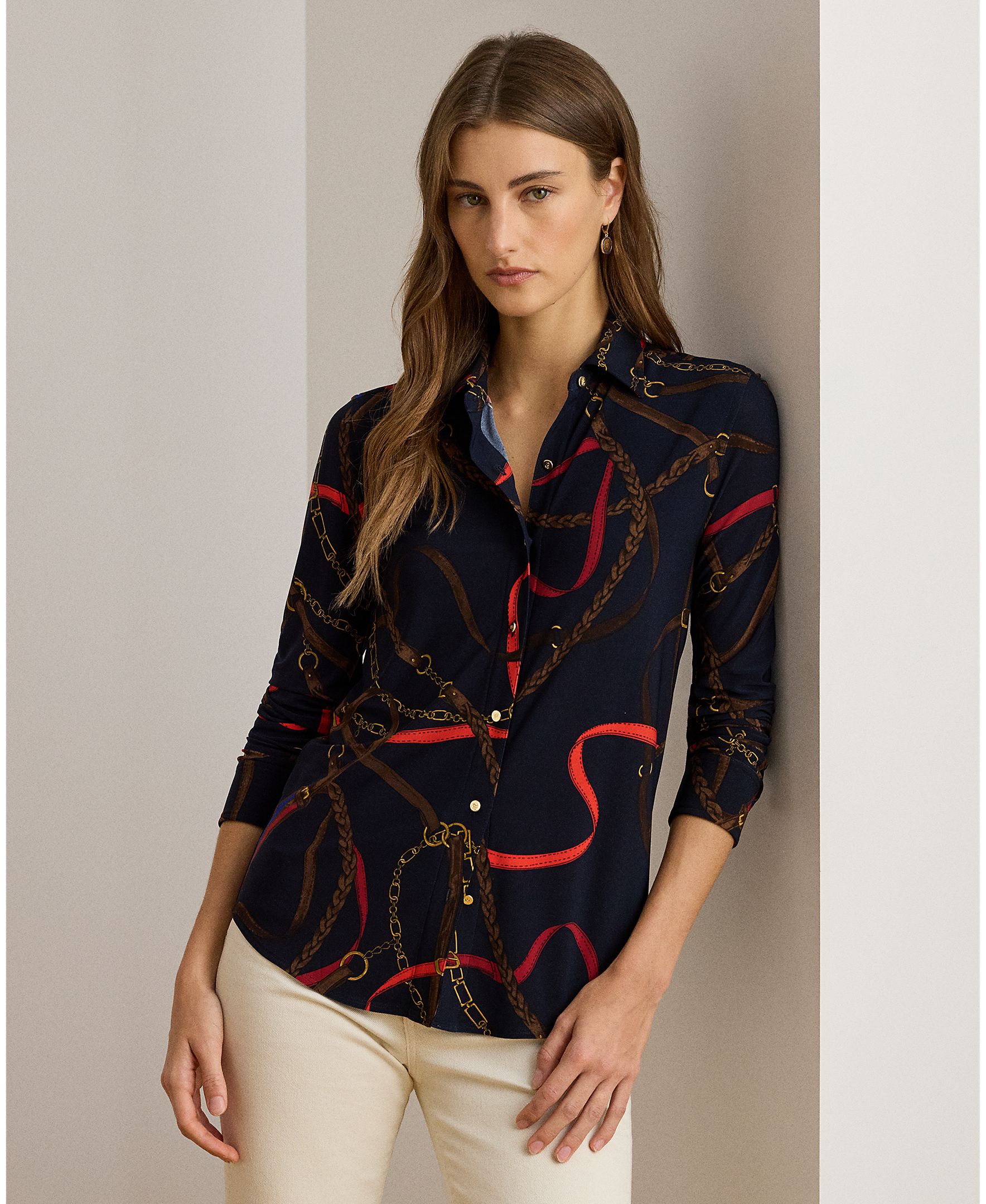 Lauren Ralph Lauren - Camisa de mujer de manga larga estampada.