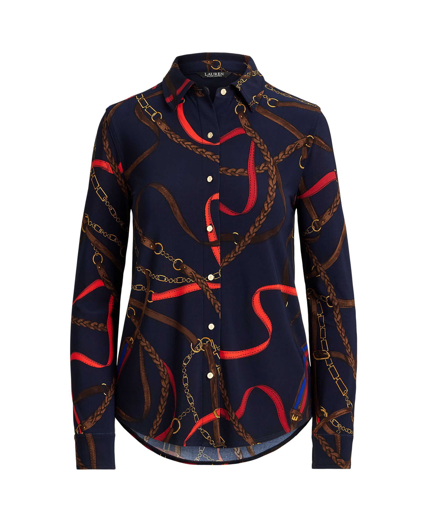 Camisa estampada com manga comprida Azul-marinho-4