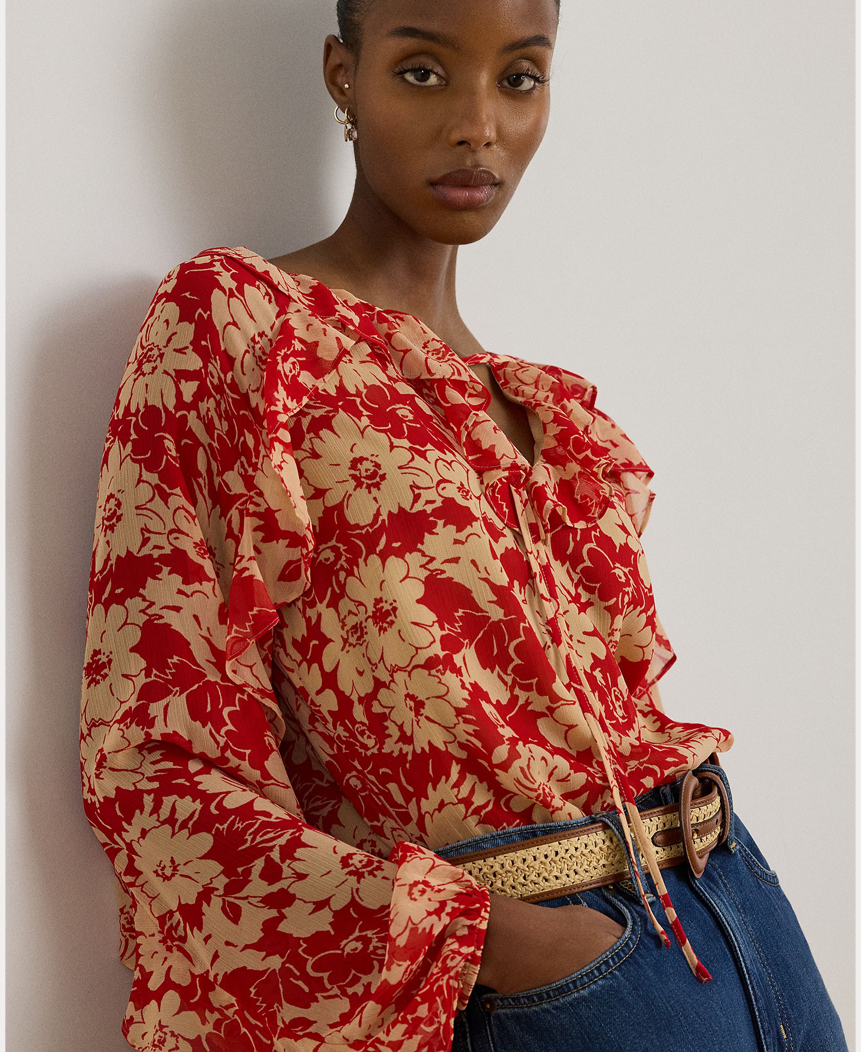 Blusa Vaporosa com Estampado Vermelho-3