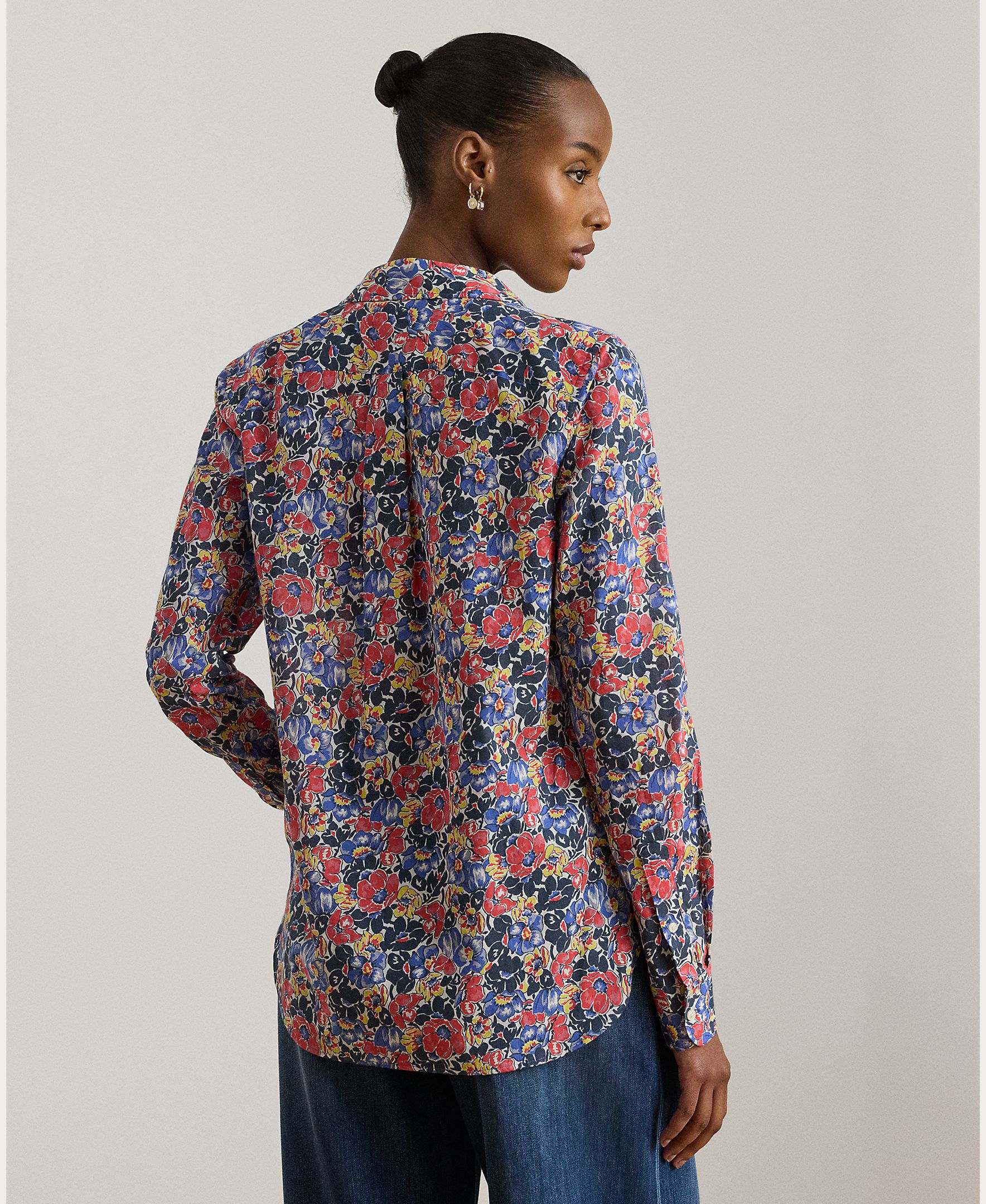 Camisa de Algodão com Bolsos de Remendo Multicolor-2