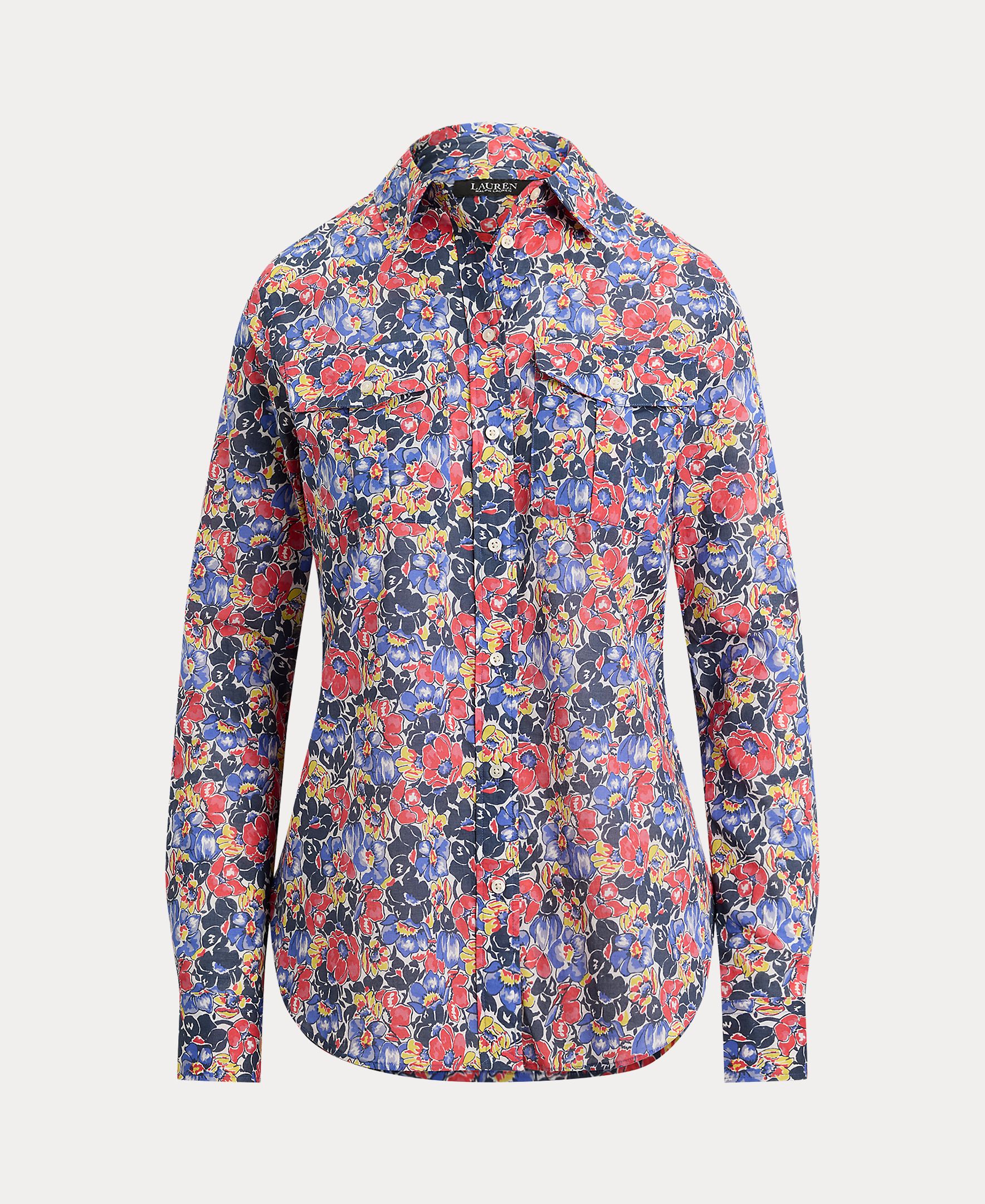 Camisa de Algodão com Bolsos de Remendo Multicolor-4