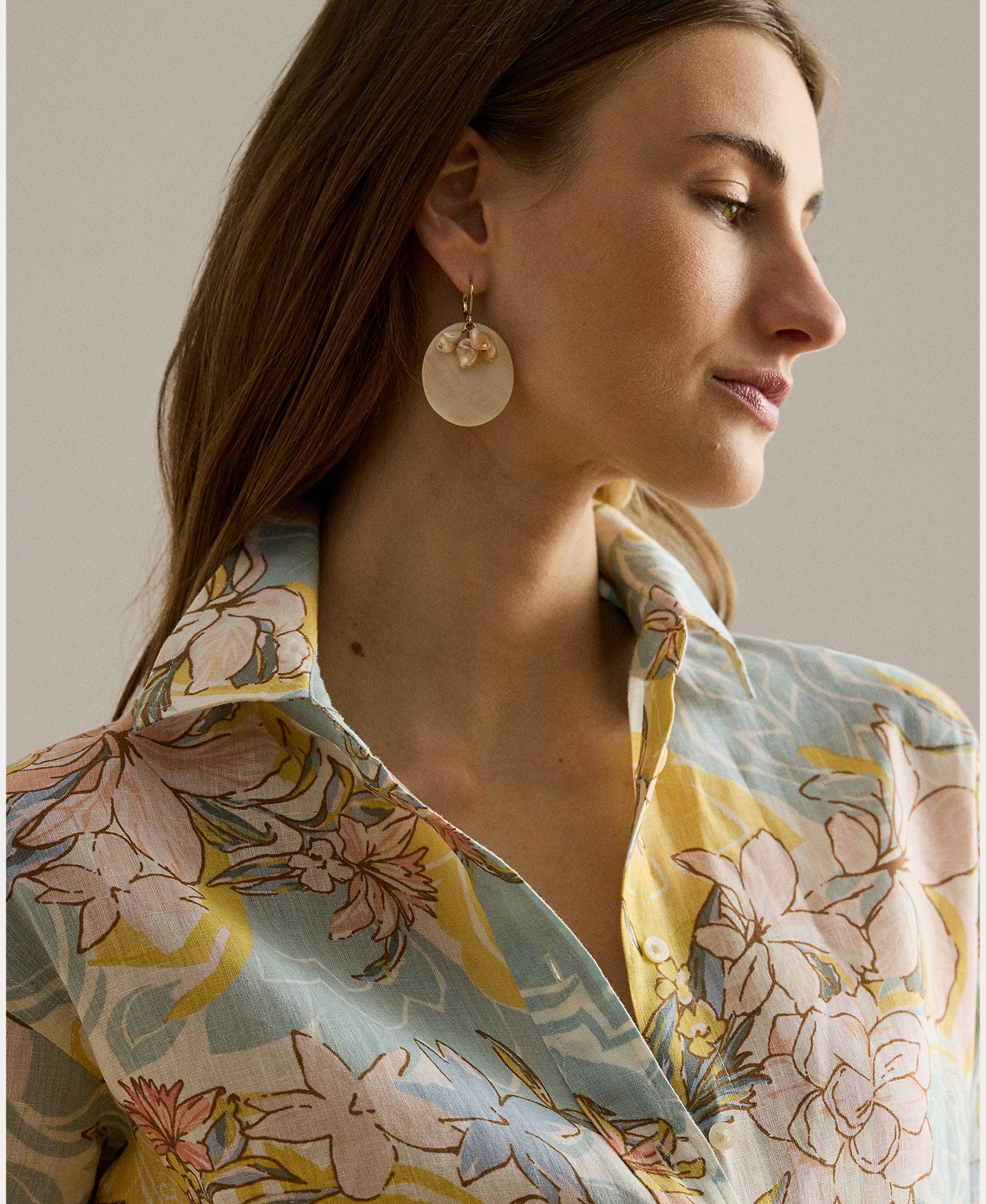 Camisa de linho estampada Multicolor-3