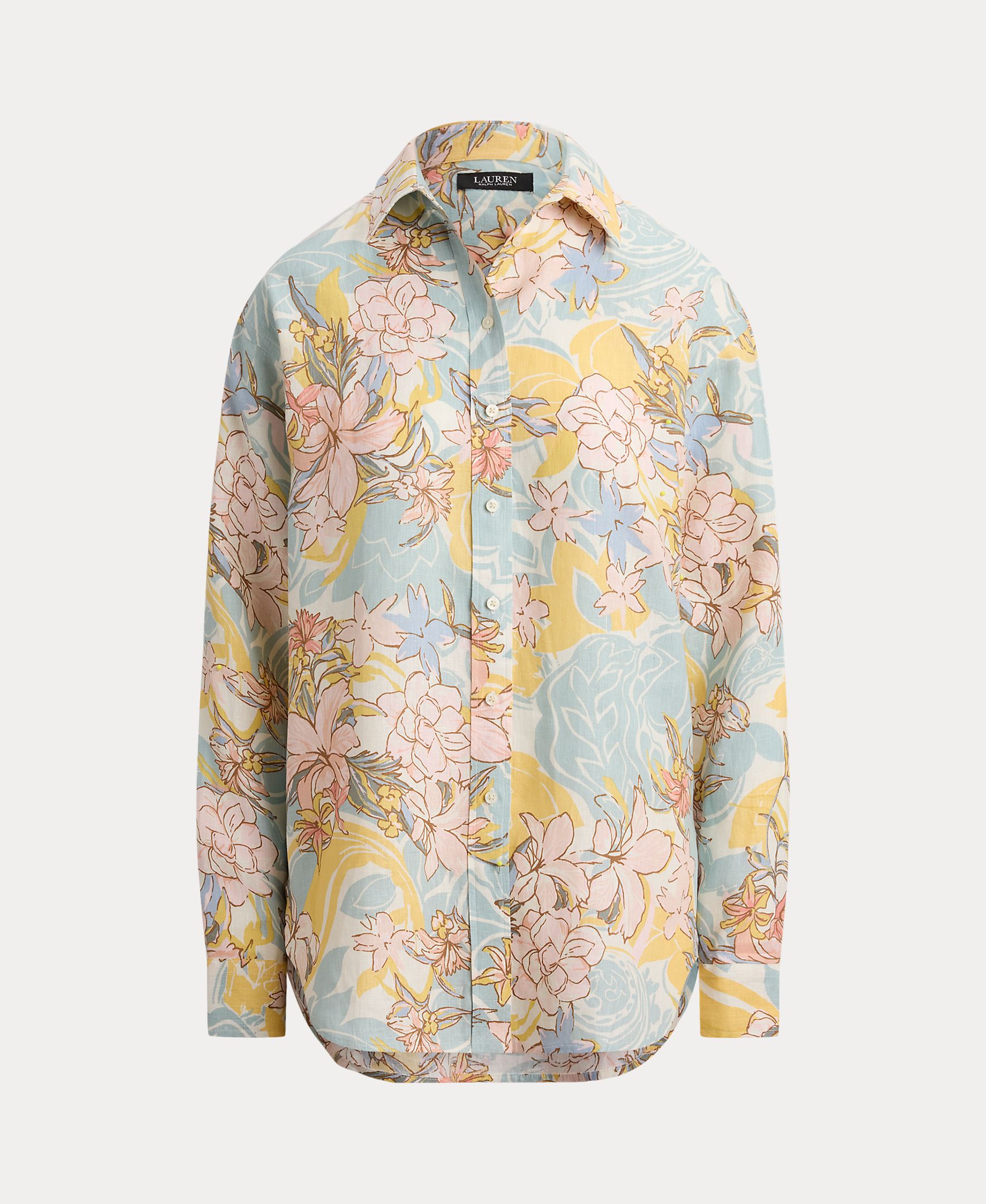 Camisa de linho estampada Multicolor-4