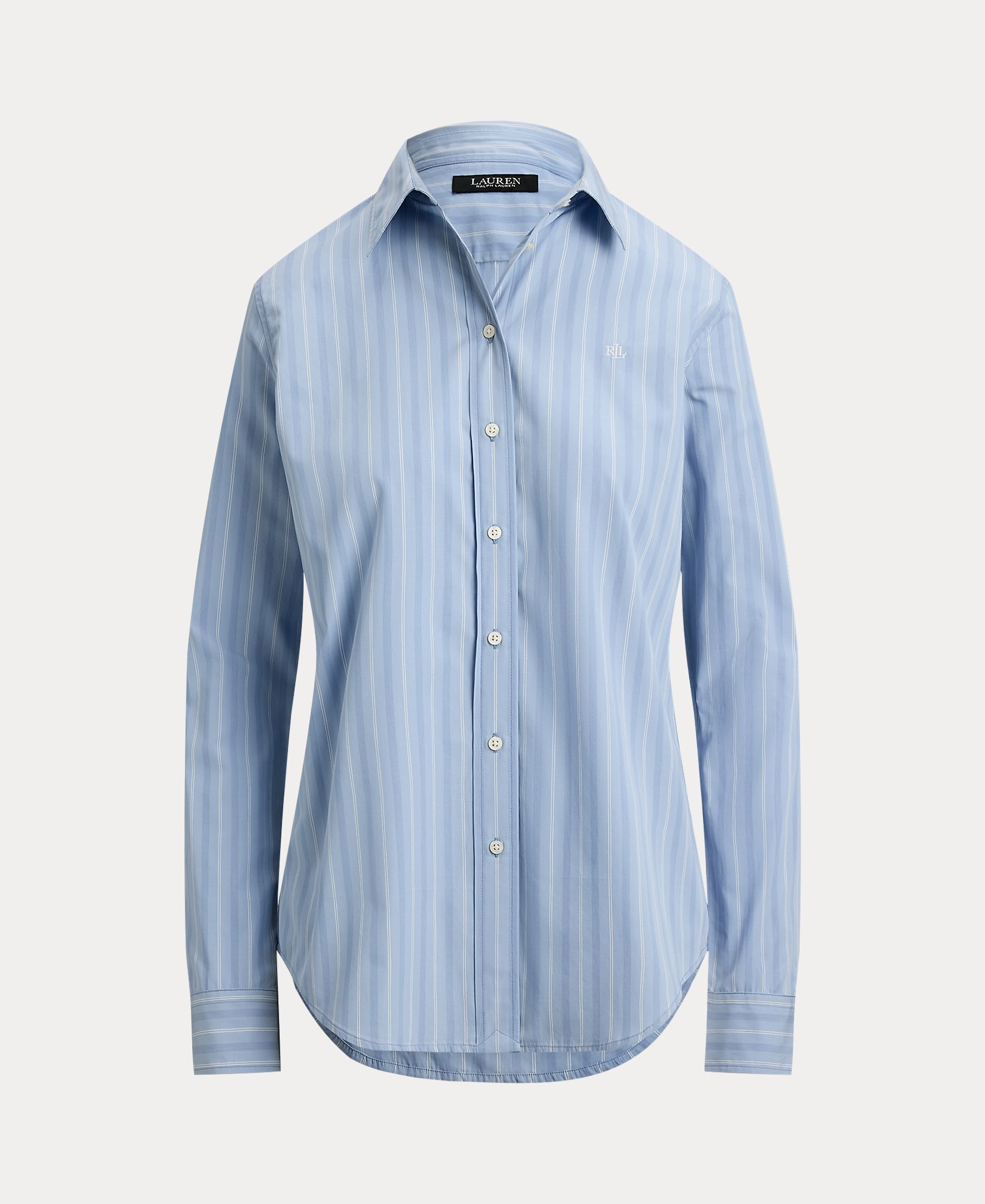 Camisa às Riscas e em Algodão Azul-4