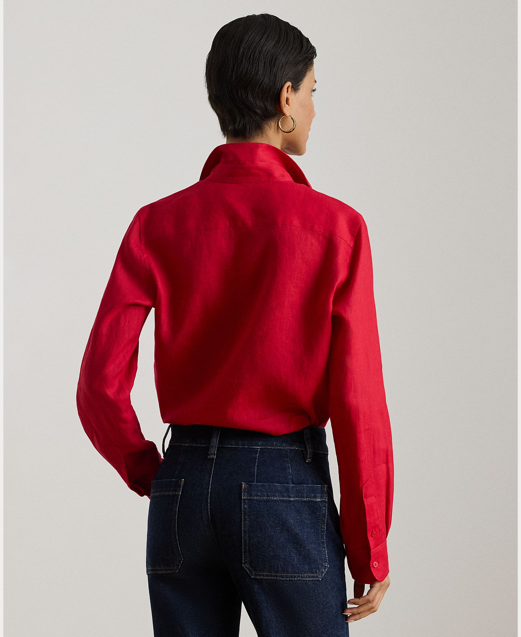 Camisa Lisa de Linho Vermelho-2